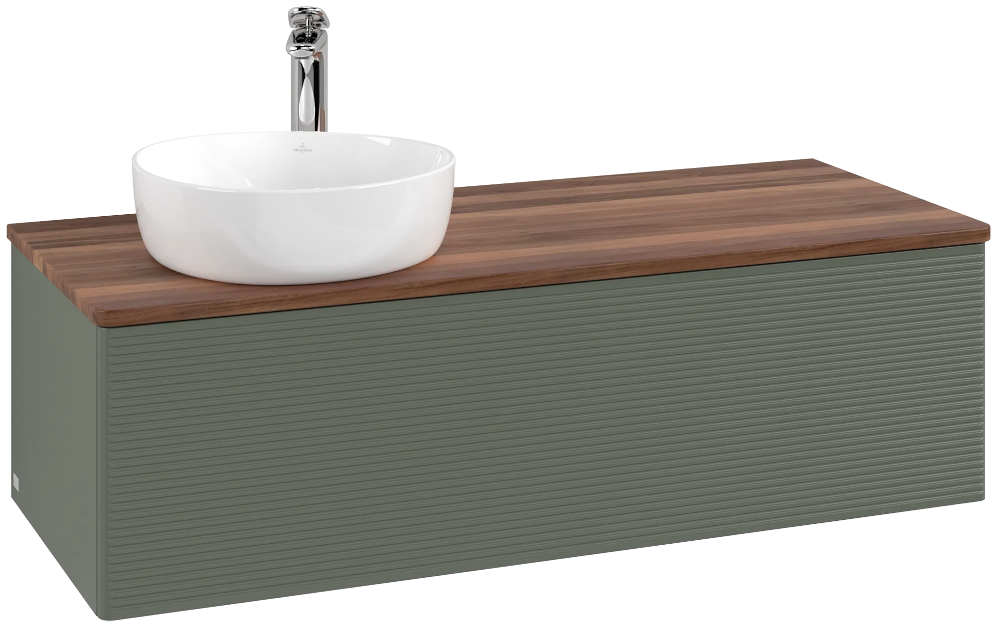 Bild von VILLEROY BOCH Antao Waschbeckenunterschrank, 1 Auszug, 1200 x 360 x 500 mm, Front mit Struktur, Leaf Green Matt Lacquer / Warm Walnut #K33152HL