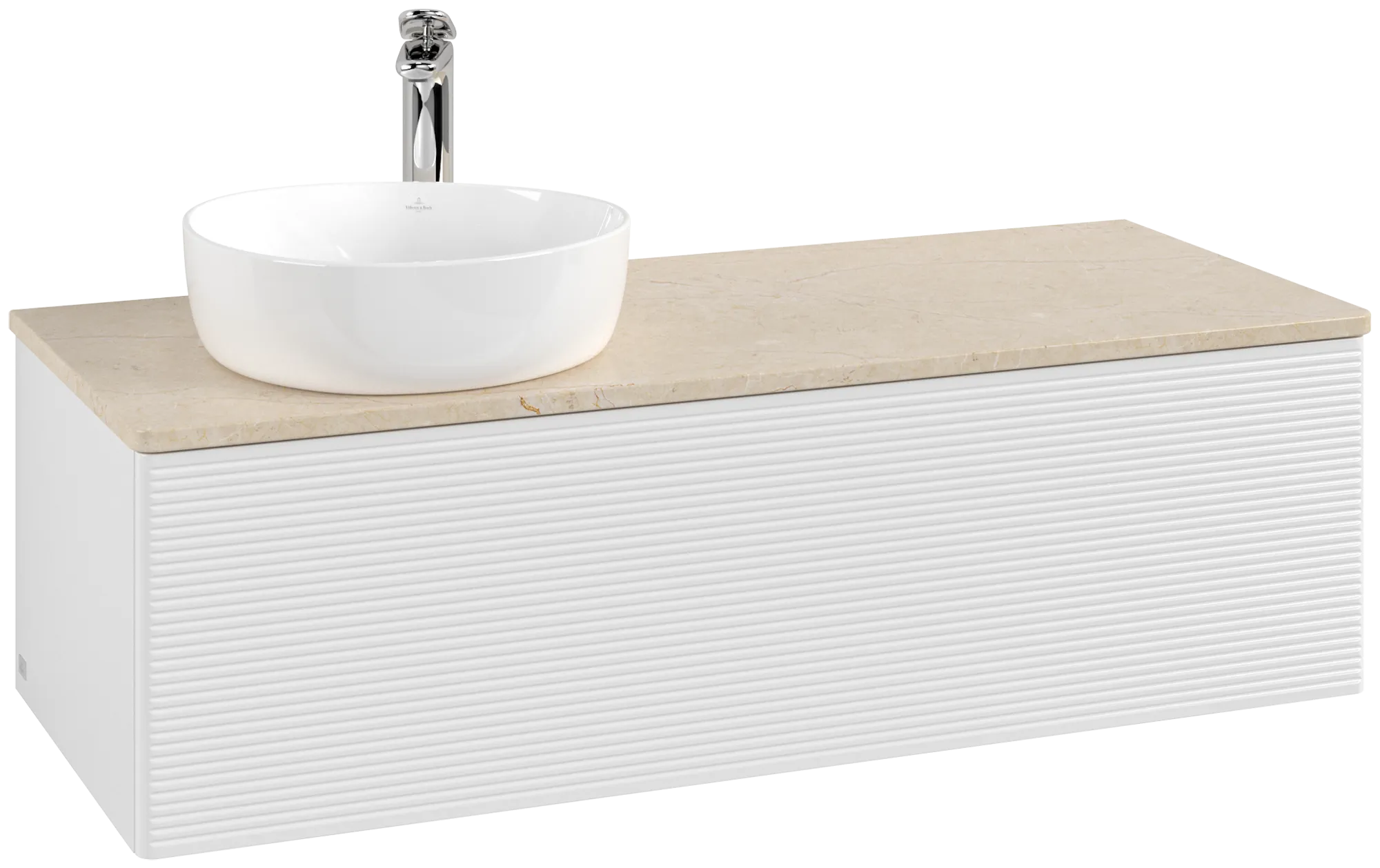 Bild von VILLEROY BOCH Antao Waschbeckenunterschrank, 1 Auszug, 1200 x 360 x 500 mm, Front mit Struktur, Glossy White Lacquer / Botticino #K33153GF