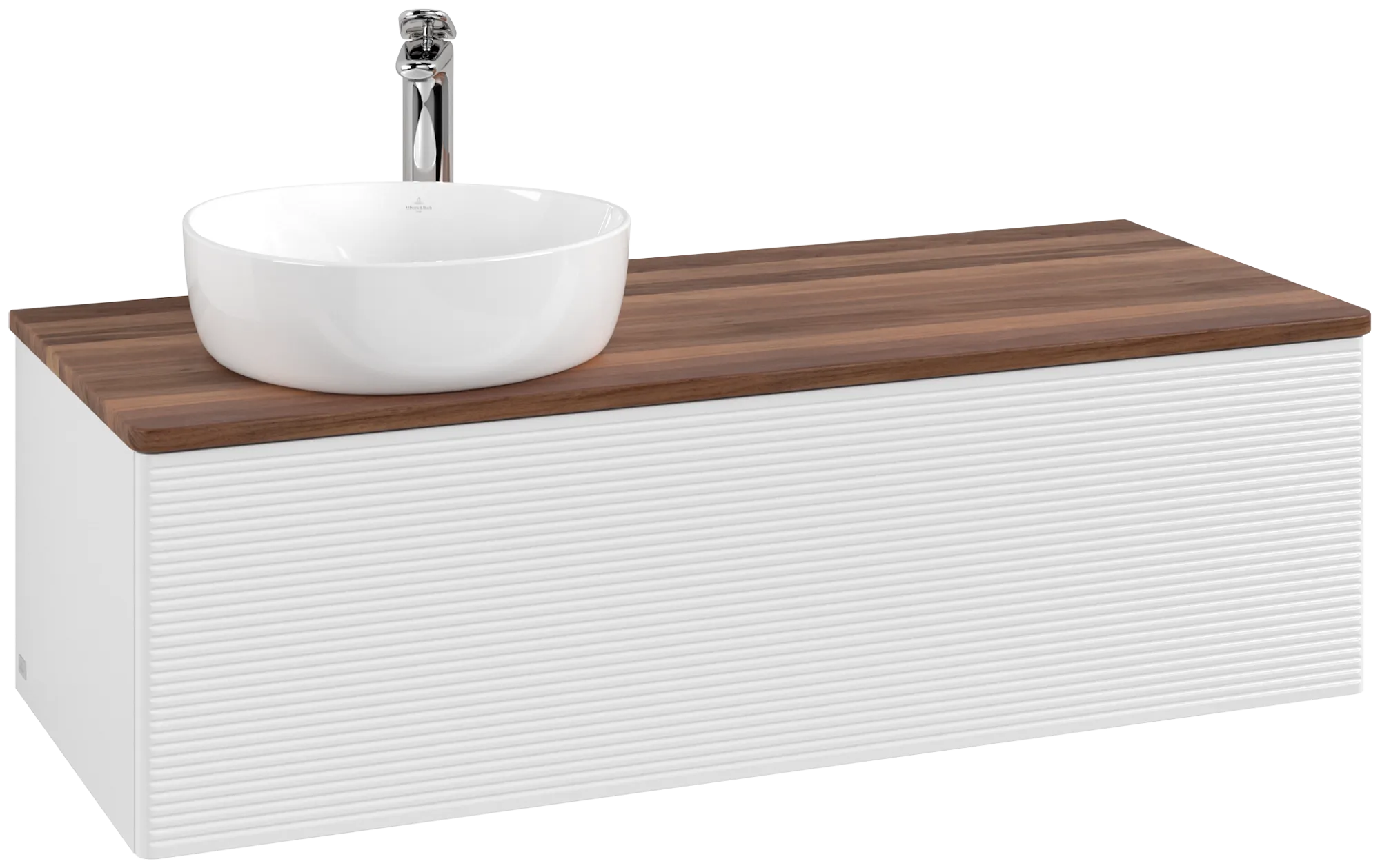 Bild von VILLEROY BOCH Antao Waschbeckenunterschrank, 1 Auszug, 1200 x 360 x 500 mm, Front mit Struktur, Glossy White Lacquer / Warm Walnut #K33152GF