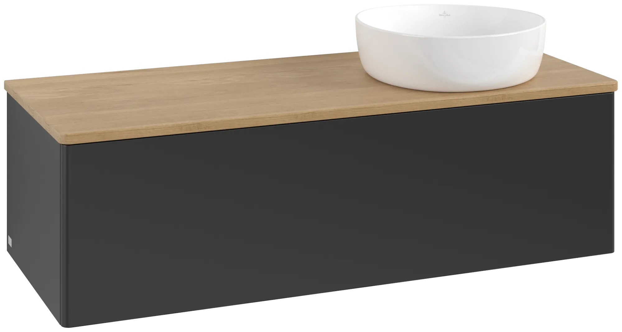 Bild von VILLEROY BOCH Antao Waschbeckenunterschrank, 1 Auszug, 1200 x 360 x 500 mm, Front ohne Struktur, Black Matt Lacquer / Honey Oak #K34011PD