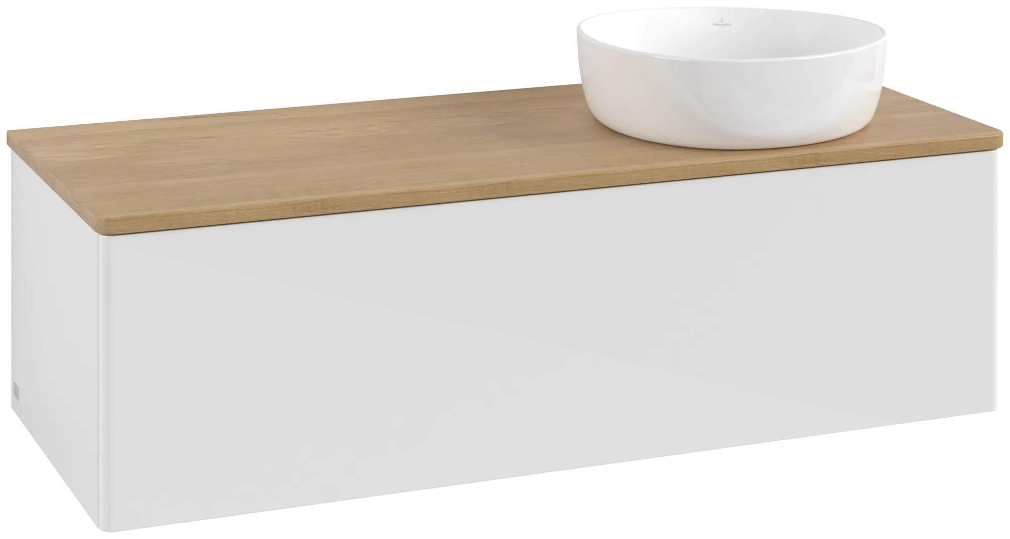 Bild von VILLEROY BOCH Antao Waschbeckenunterschrank, 1 Auszug, 1200 x 360 x 500 mm, Front ohne Struktur, Glossy White Lacquer / Honey Oak #K34011GF