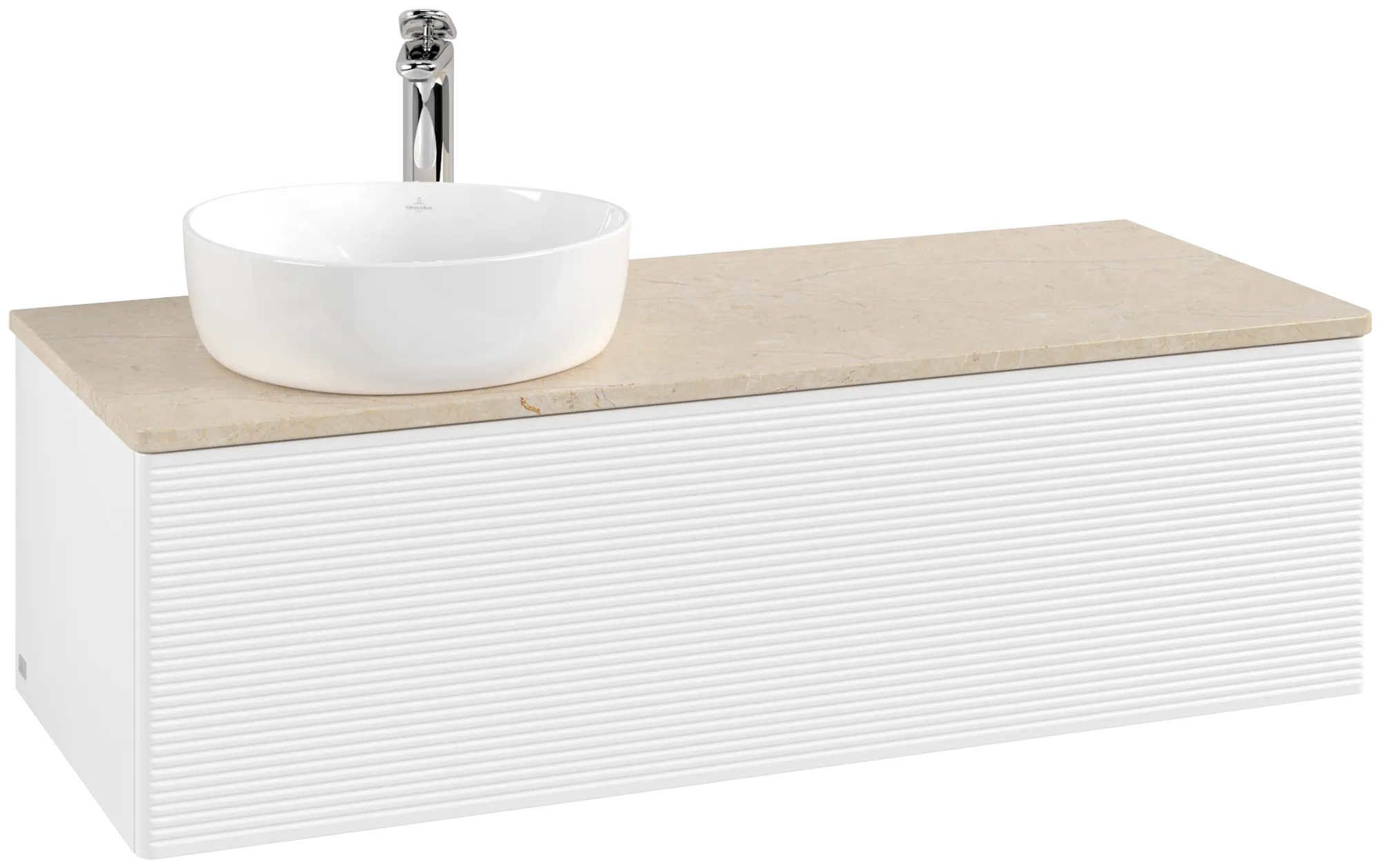 Bild von VILLEROY BOCH Antao Waschbeckenunterschrank, 1 Auszug, 1200 x 360 x 500 mm, Front mit Struktur, White Matt Lacquer / Botticino #K33153MT