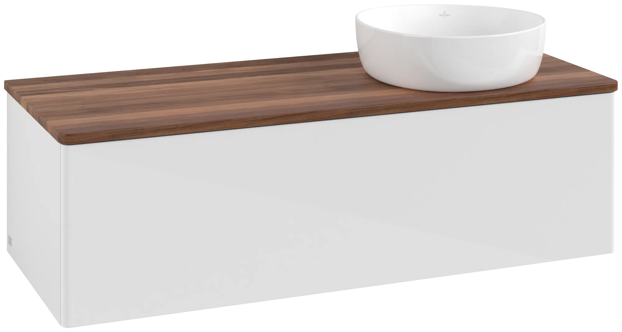 Bild von VILLEROY BOCH Antao Waschbeckenunterschrank, 1 Auszug, 1200 x 360 x 500 mm, Front ohne Struktur, Glossy White Lacquer / Warm Walnut #K34012GF
