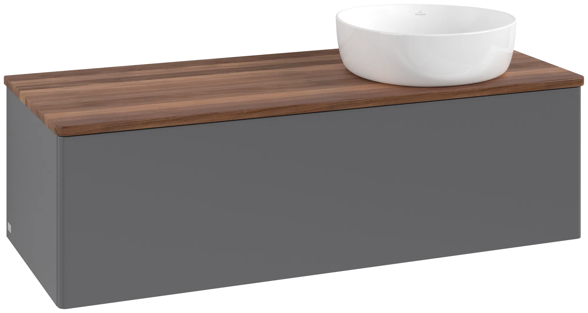 Bild von VILLEROY BOCH Antao Waschbeckenunterschrank, 1 Auszug, 1200 x 360 x 500 mm, Front ohne Struktur, Anthracite Matt Lacquer / Warm Walnut #K34012GK