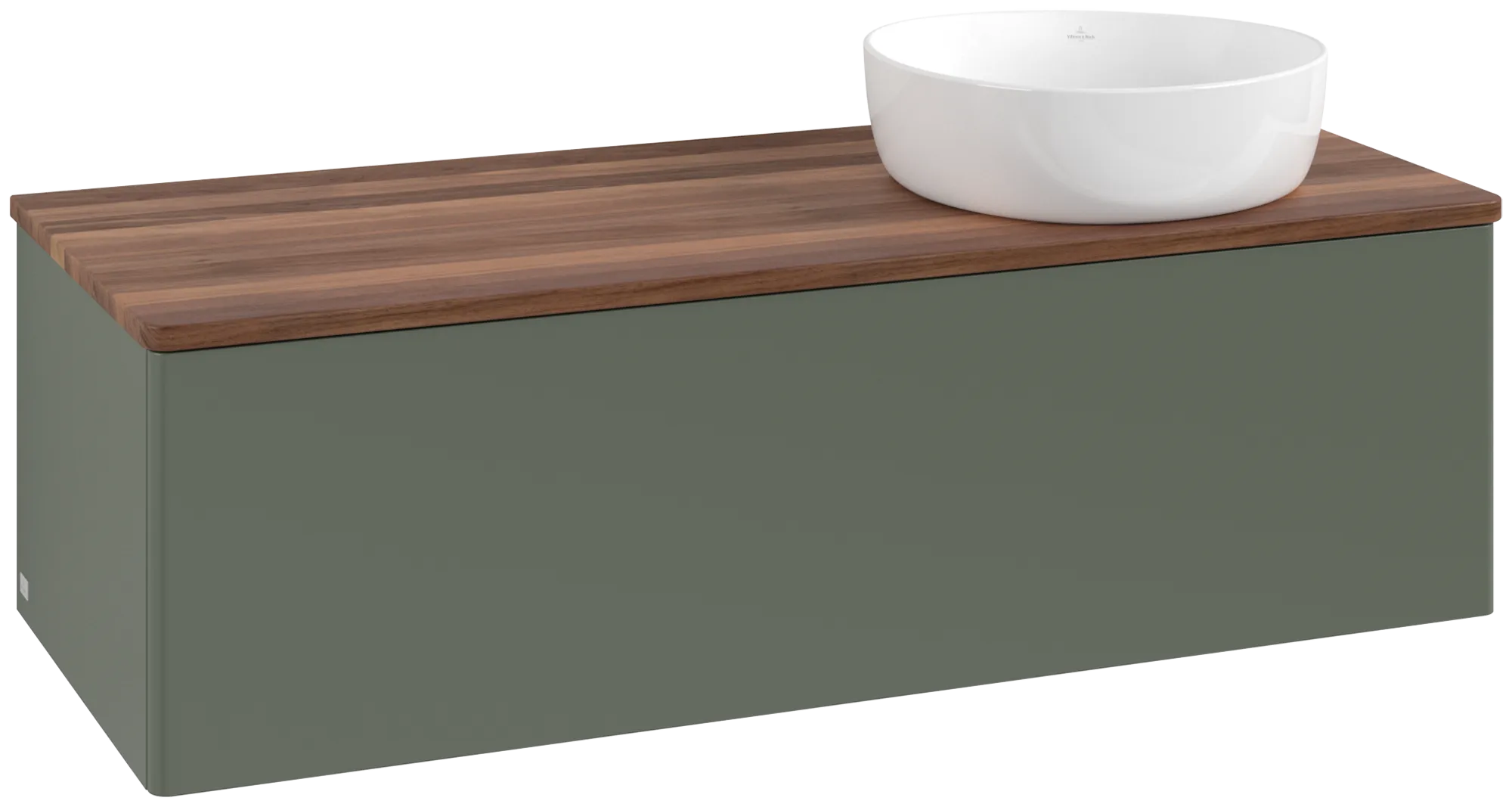Bild von VILLEROY BOCH Antao Waschbeckenunterschrank, 1 Auszug, 1200 x 360 x 500 mm, Front ohne Struktur, Leaf Green Matt Lacquer / Warm Walnut #K34012HL