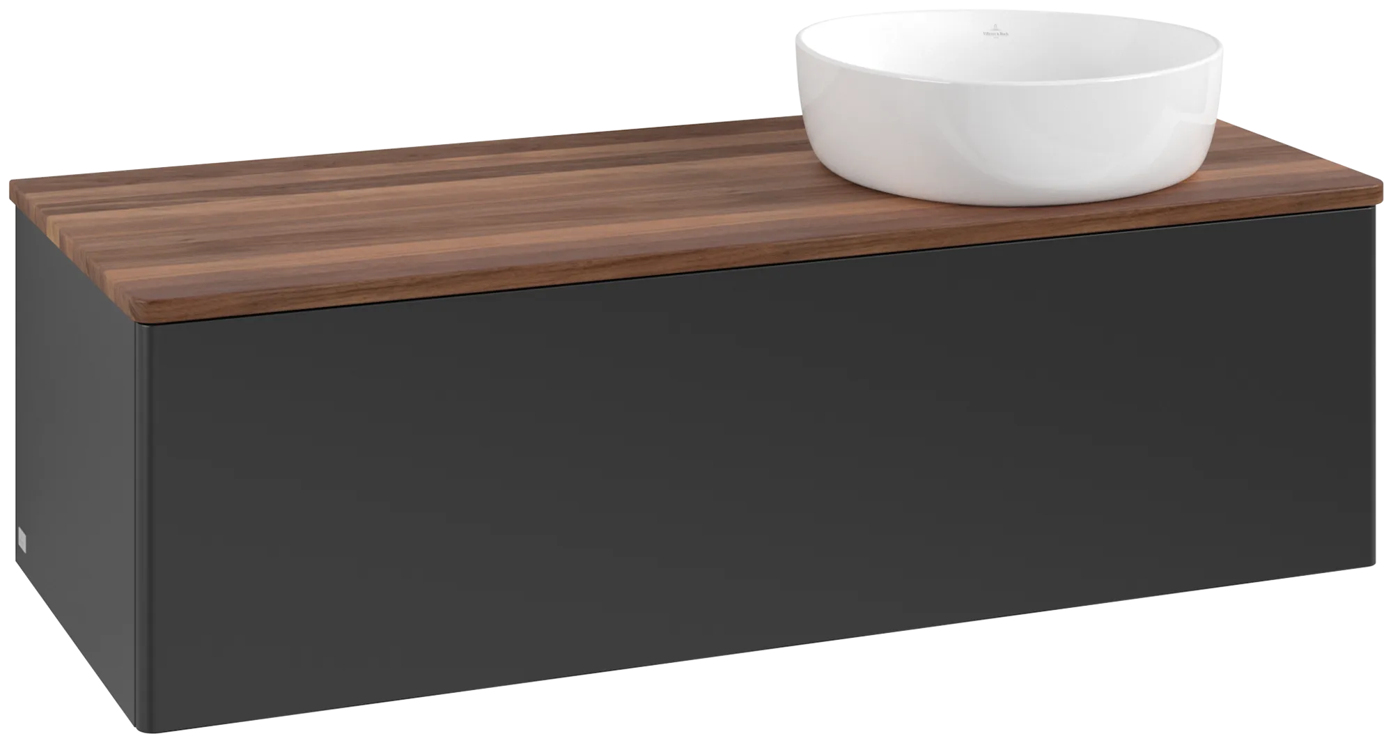 Bild von VILLEROY BOCH Antao Waschbeckenunterschrank, 1 Auszug, 1200 x 360 x 500 mm, Front ohne Struktur, Black Matt Lacquer / Warm Walnut #K34012PD