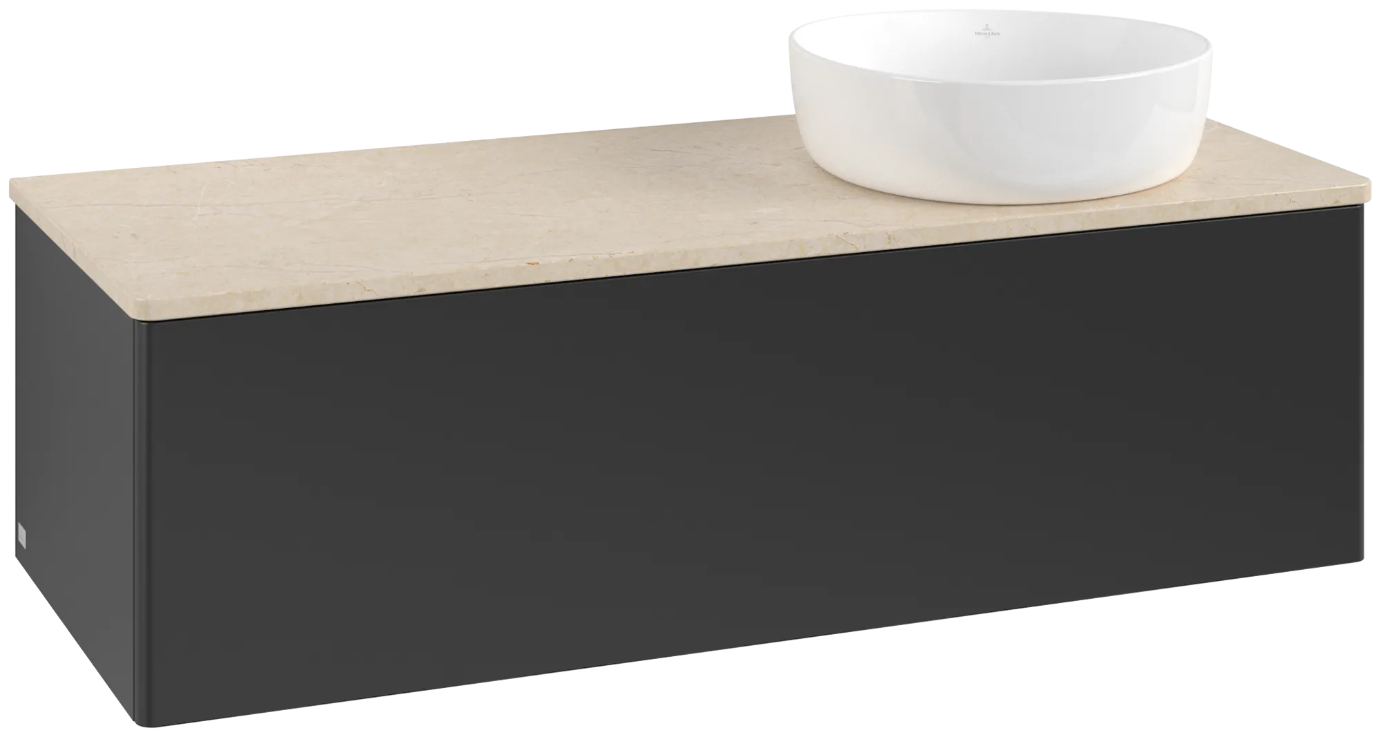 Bild von VILLEROY BOCH Antao Waschbeckenunterschrank, 1 Auszug, 1200 x 360 x 500 mm, Front ohne Struktur, Black Matt Lacquer / Botticino #K34013PD