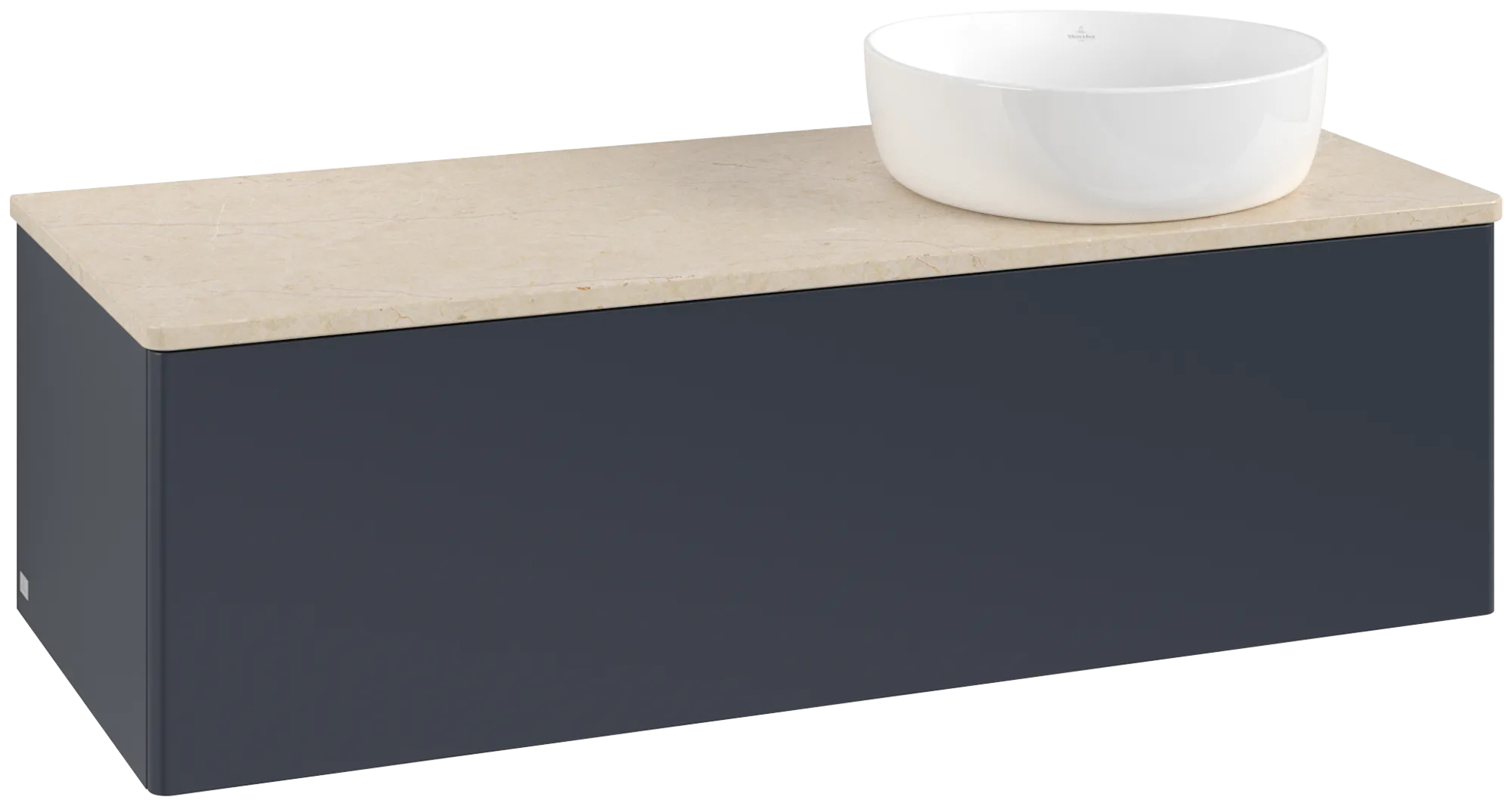 Bild von VILLEROY BOCH Antao Waschbeckenunterschrank, 1 Auszug, 1200 x 360 x 500 mm, Front ohne Struktur, Midnight Blue Matt Lacquer / Botticino #K34013HG