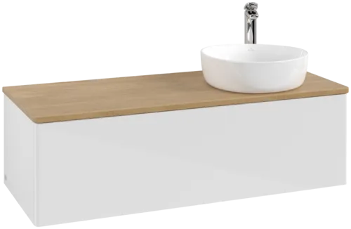Bild von VILLEROY BOCH Antao Waschbeckenunterschrank, 1 Auszug, 1200 x 360 x 500 mm, Front ohne Struktur, Glossy White Lacquer / Honey Oak #K34051GF