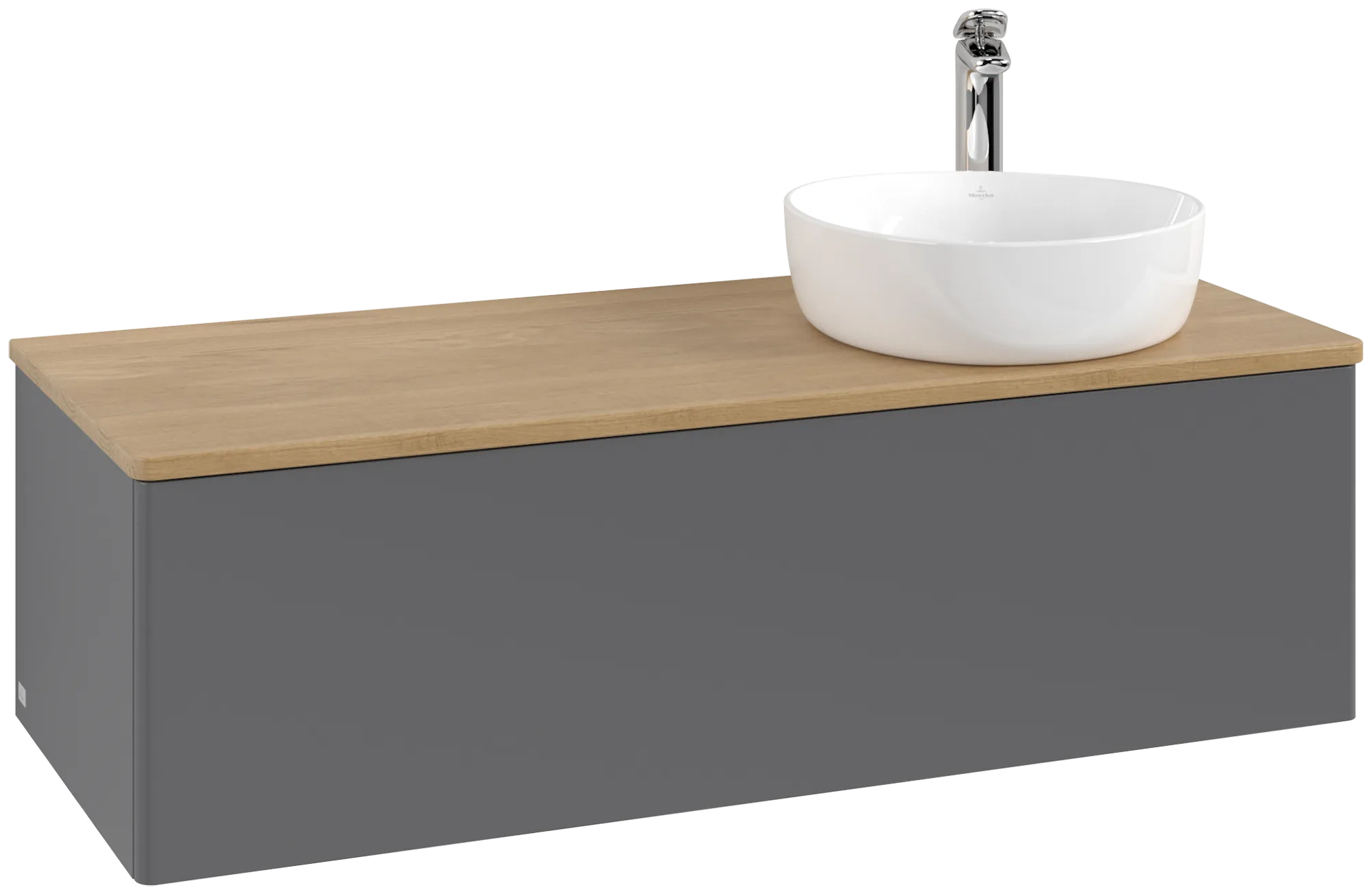 Bild von VILLEROY BOCH Antao Waschbeckenunterschrank, 1 Auszug, 1200 x 360 x 500 mm, Front ohne Struktur, Anthracite Matt Lacquer / Honey Oak #K34051GK