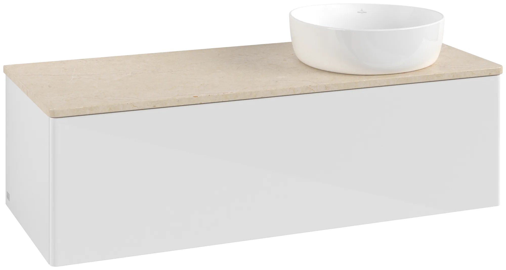 Bild von VILLEROY BOCH Antao Waschbeckenunterschrank, 1 Auszug, 1200 x 360 x 500 mm, Front ohne Struktur, Glossy White Lacquer / Botticino #K34013GF