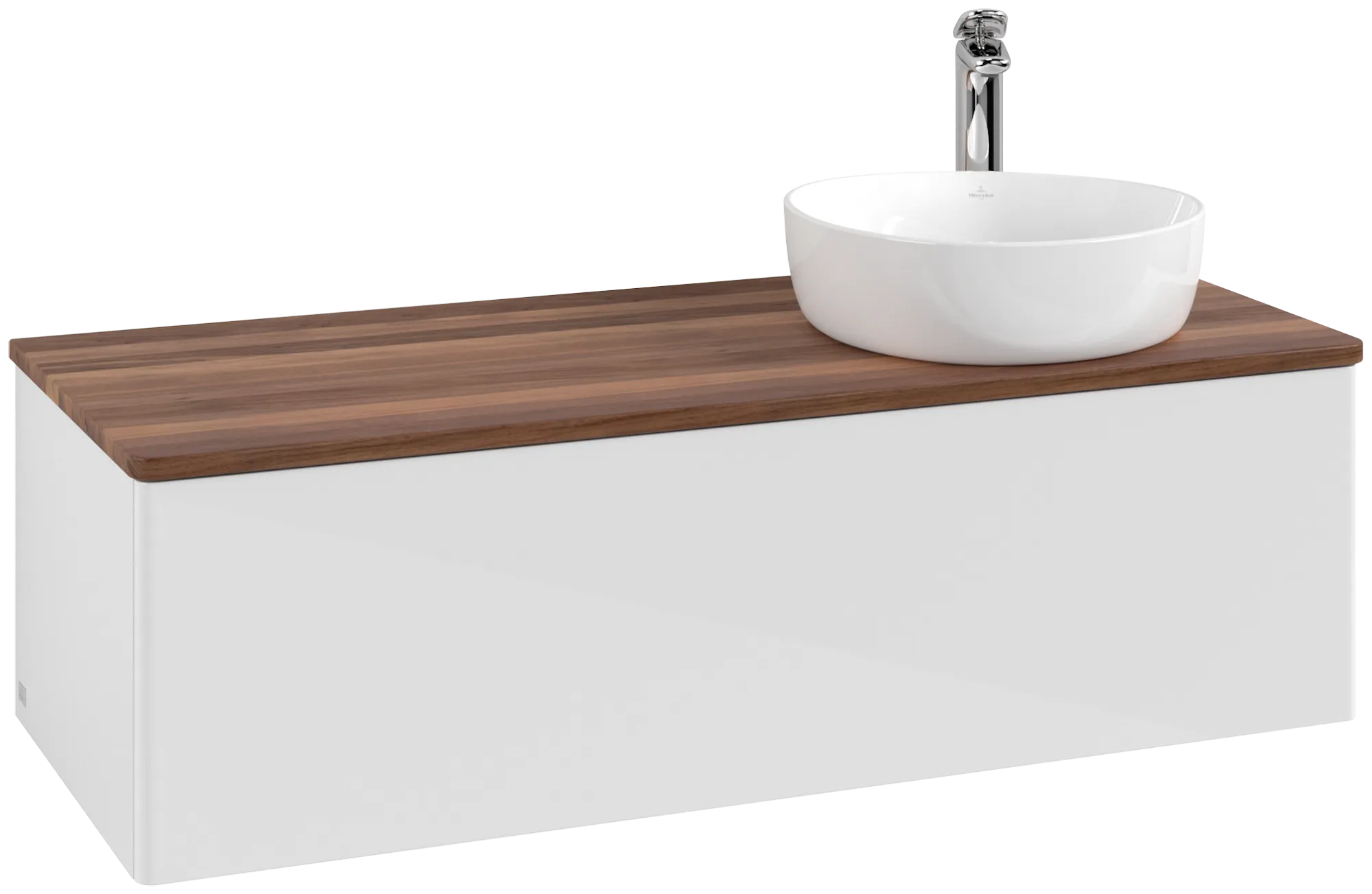 Bild von VILLEROY BOCH Antao Waschbeckenunterschrank, 1 Auszug, 1200 x 360 x 500 mm, Front ohne Struktur, Glossy White Lacquer / Warm Walnut #K34052GF