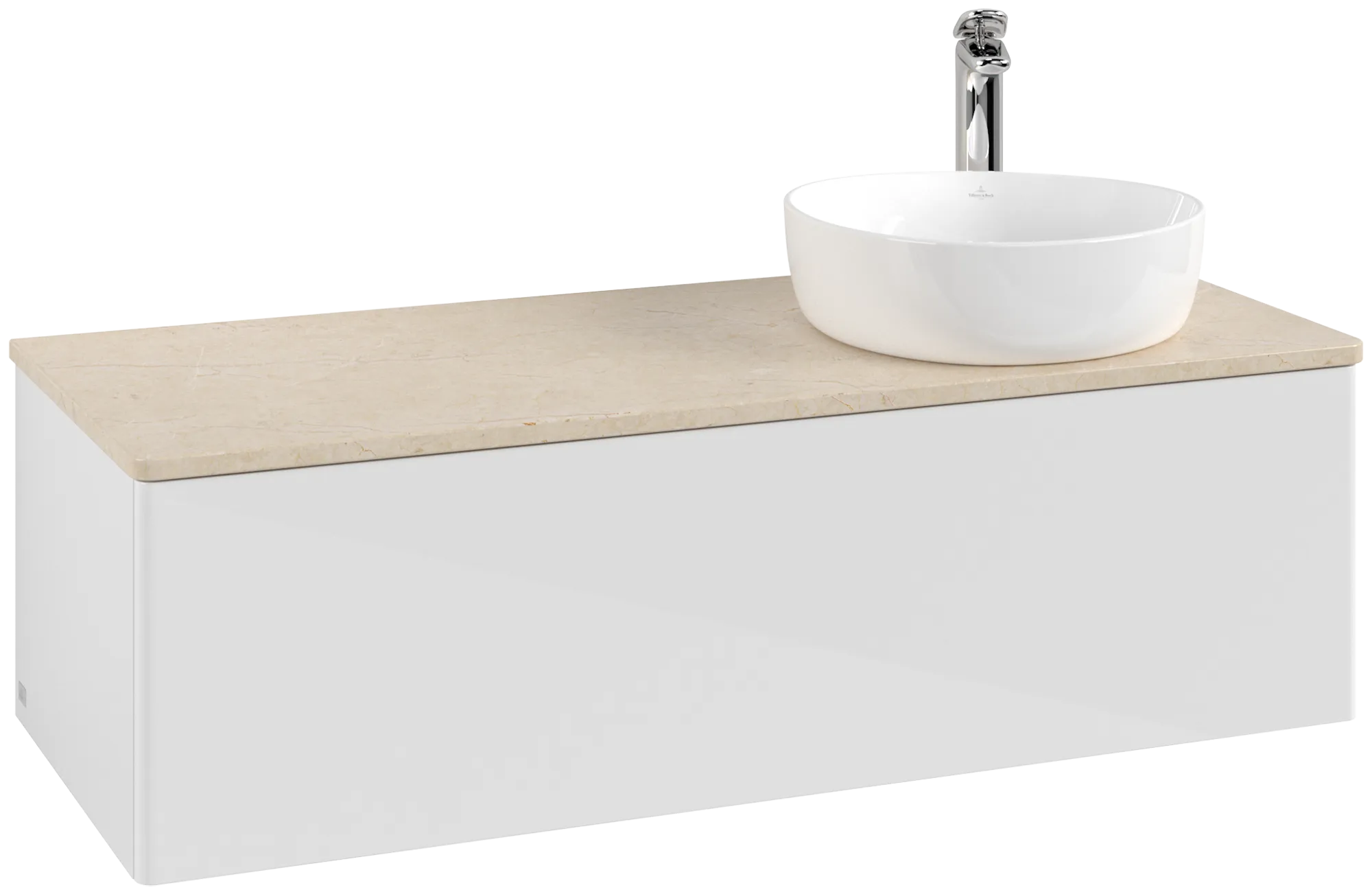 Bild von VILLEROY BOCH Antao Waschbeckenunterschrank, 1 Auszug, 1200 x 360 x 500 mm, Front ohne Struktur, Glossy White Lacquer / Botticino #K34053GF