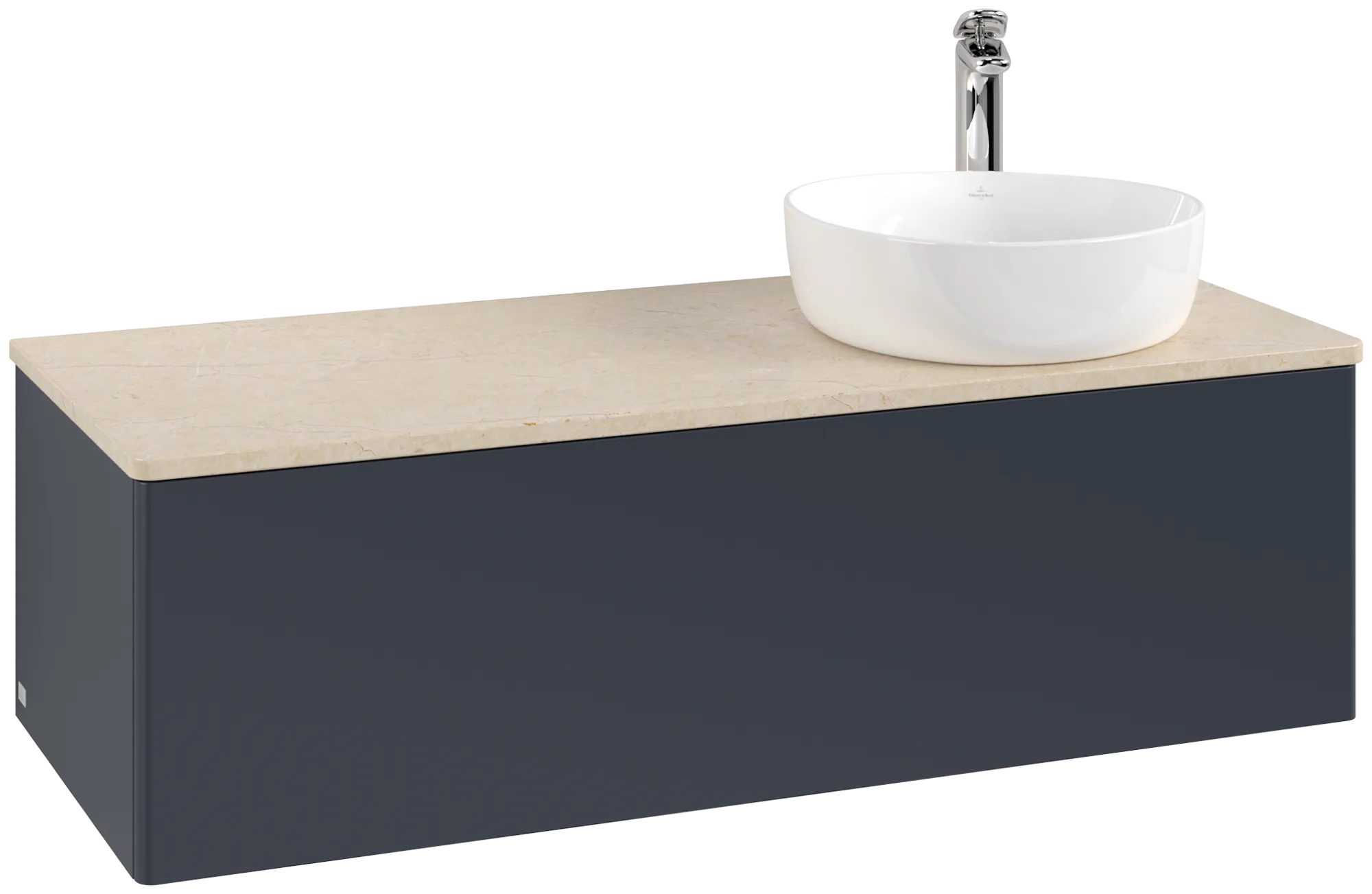Bild von VILLEROY BOCH Antao Waschbeckenunterschrank, 1 Auszug, 1200 x 360 x 500 mm, Front ohne Struktur, Midnight Blue Matt Lacquer / Botticino #K34053HG
