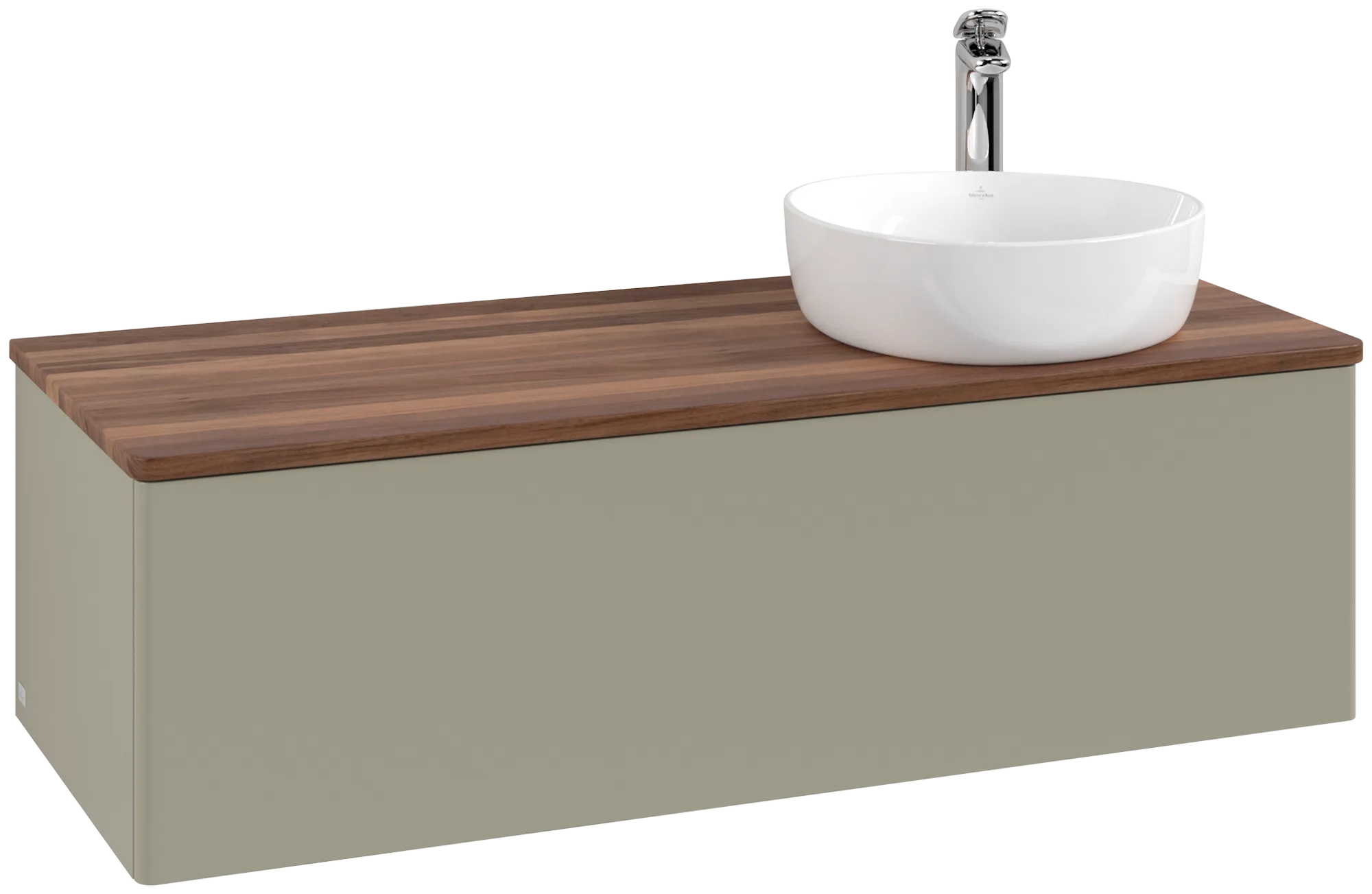Bild von VILLEROY BOCH Antao Waschbeckenunterschrank, 1 Auszug, 1200 x 360 x 500 mm, Front ohne Struktur, Stone Grey Matt Lacquer / Warm Walnut #K34052HK