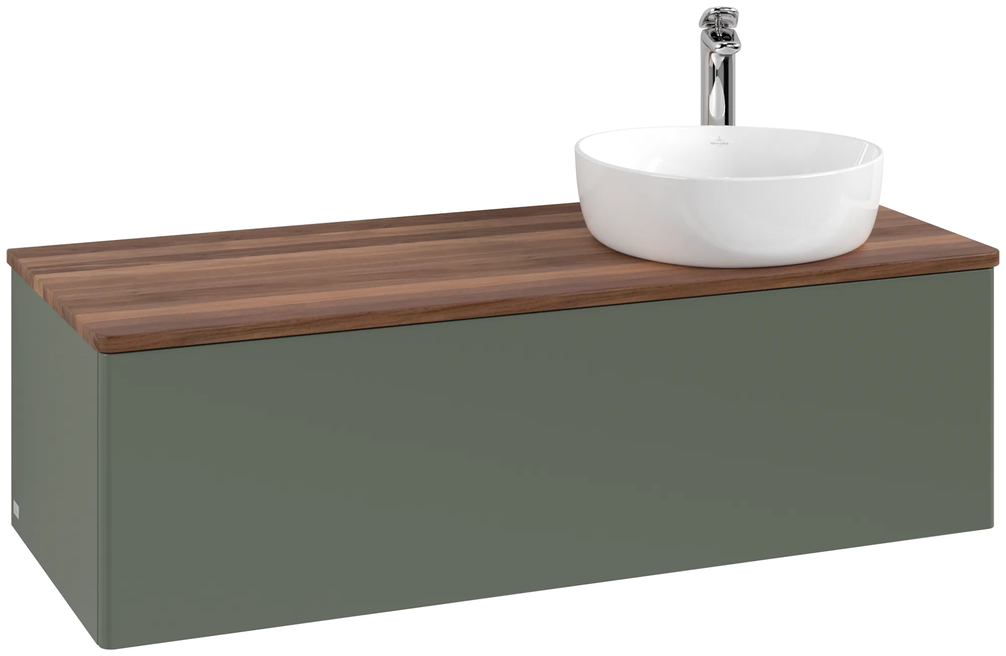 Bild von VILLEROY BOCH Antao Waschbeckenunterschrank, 1 Auszug, 1200 x 360 x 500 mm, Front ohne Struktur, Leaf Green Matt Lacquer / Warm Walnut #K34052HL