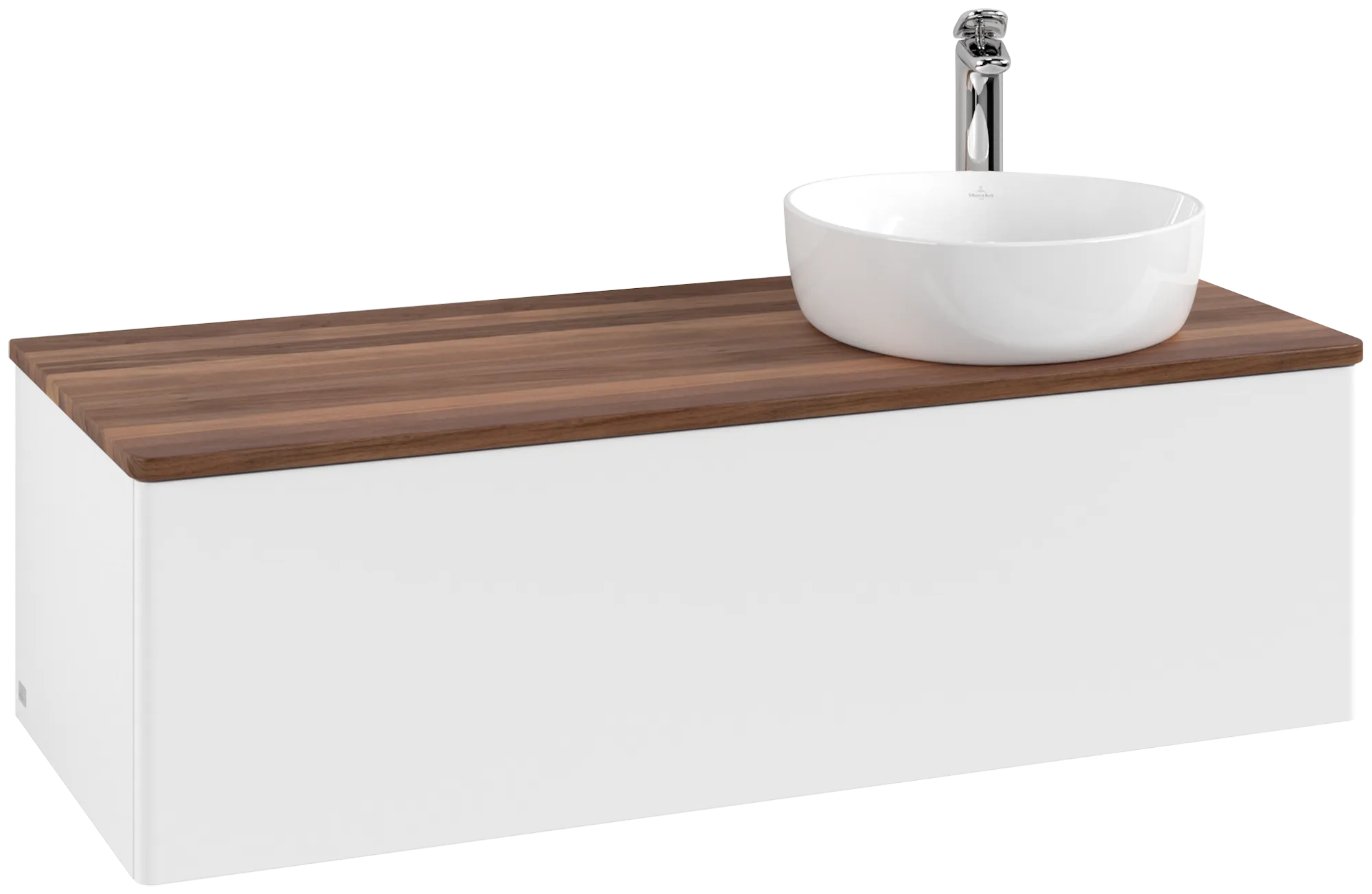 Bild von VILLEROY BOCH Antao Waschbeckenunterschrank, 1 Auszug, 1200 x 360 x 500 mm, Front ohne Struktur, White Matt Lacquer / Warm Walnut #K34052MT
