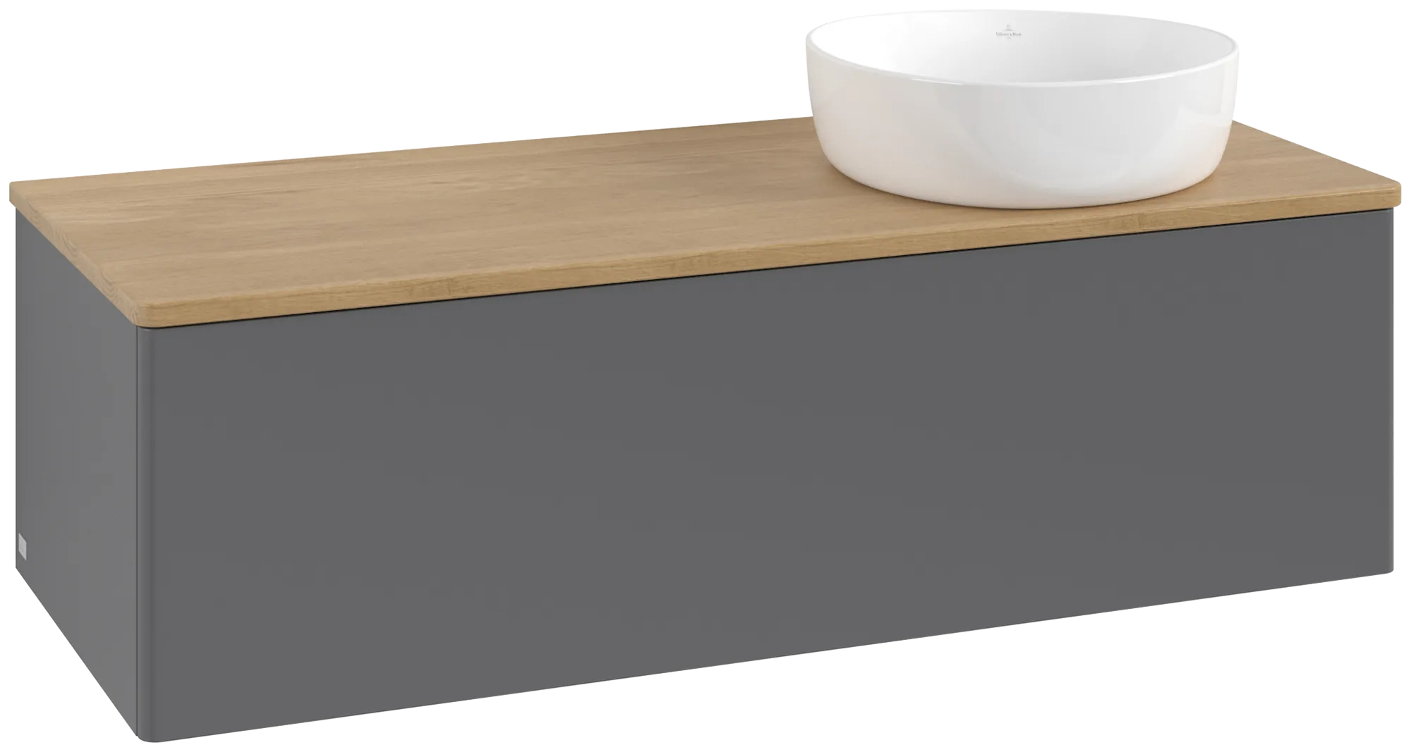 Bild von VILLEROY BOCH Antao Waschbeckenunterschrank, 1 Auszug, 1200 x 360 x 500 mm, Front ohne Struktur, Anthracite Matt Lacquer / Honey Oak #K34011GK