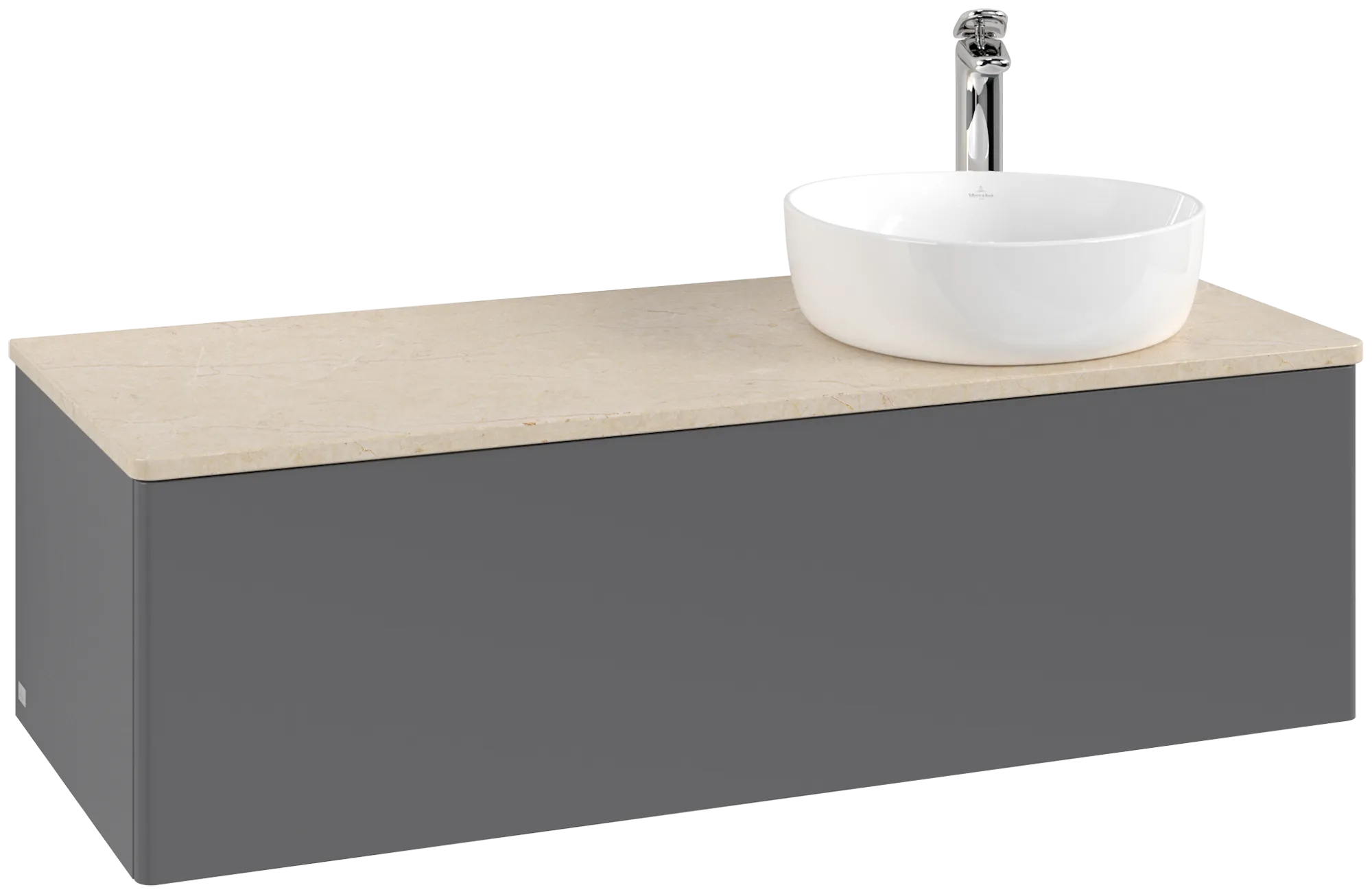 Bild von VILLEROY BOCH Antao Waschbeckenunterschrank, 1 Auszug, 1200 x 360 x 500 mm, Front ohne Struktur, Anthracite Matt Lacquer / Botticino #K34053GK