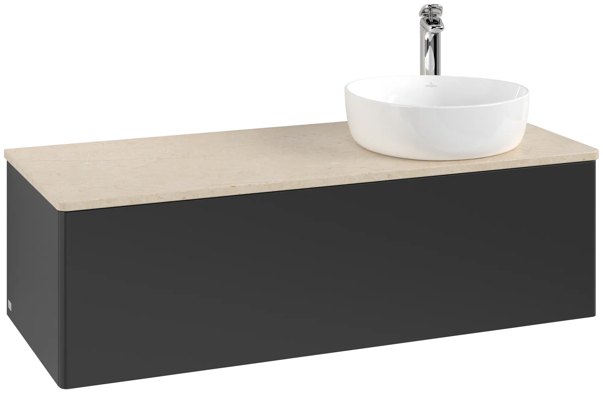 Bild von VILLEROY BOCH Antao Waschbeckenunterschrank, 1 Auszug, 1200 x 360 x 500 mm, Front ohne Struktur, Black Matt Lacquer / Botticino #K34053PD