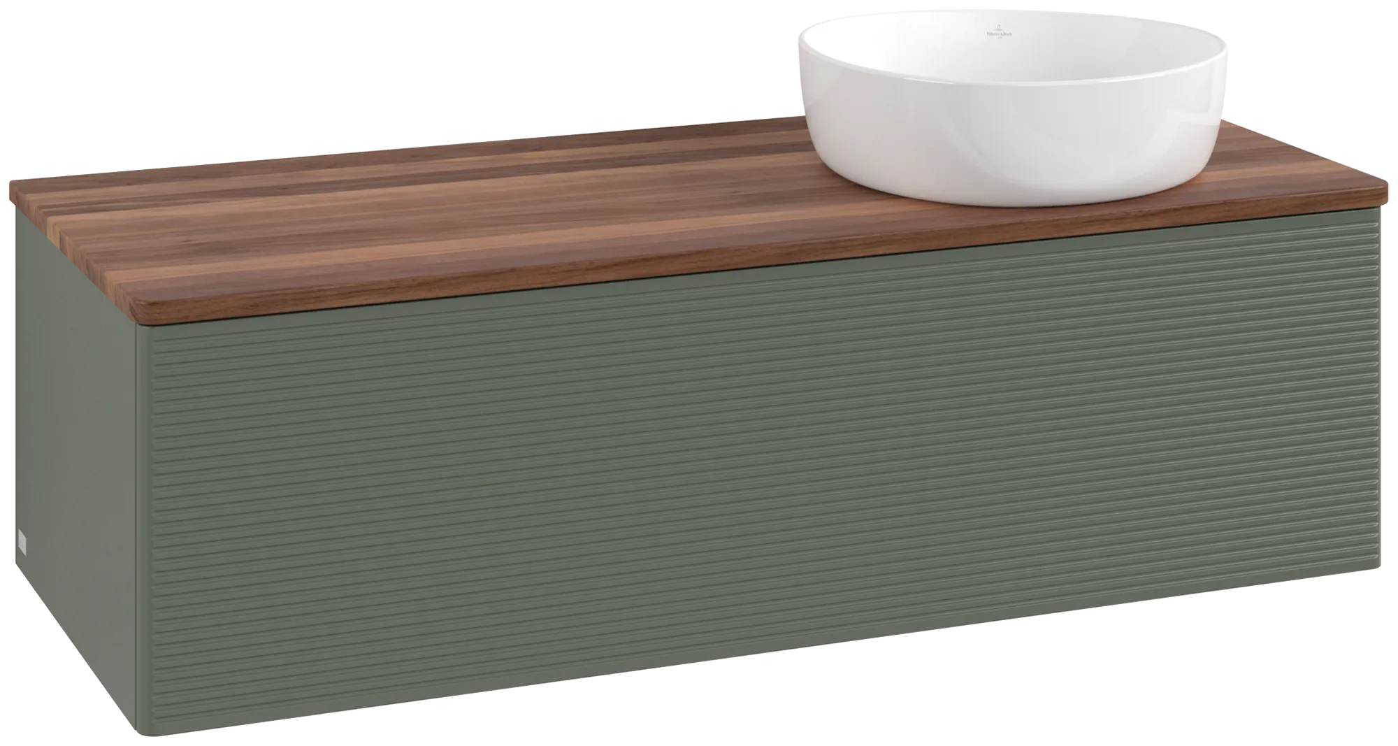 Bild von VILLEROY BOCH Antao Waschbeckenunterschrank, 1 Auszug, 1200 x 360 x 500 mm, Front mit Struktur, Leaf Green Matt Lacquer / Warm Walnut #K34112HL