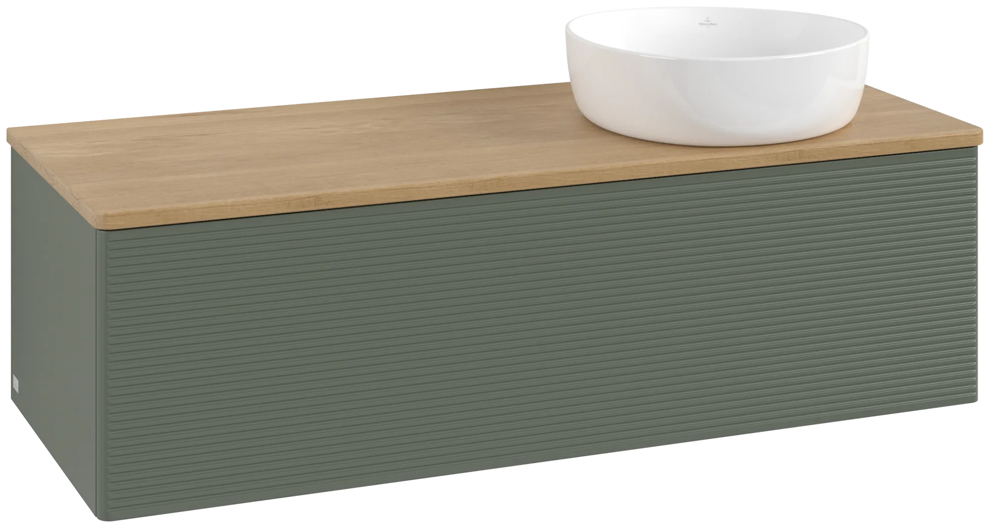 Bild von VILLEROY BOCH Antao Waschbeckenunterschrank, 1 Auszug, 1200 x 360 x 500 mm, Front mit Struktur, Leaf Green Matt Lacquer / Honey Oak #K34111HL