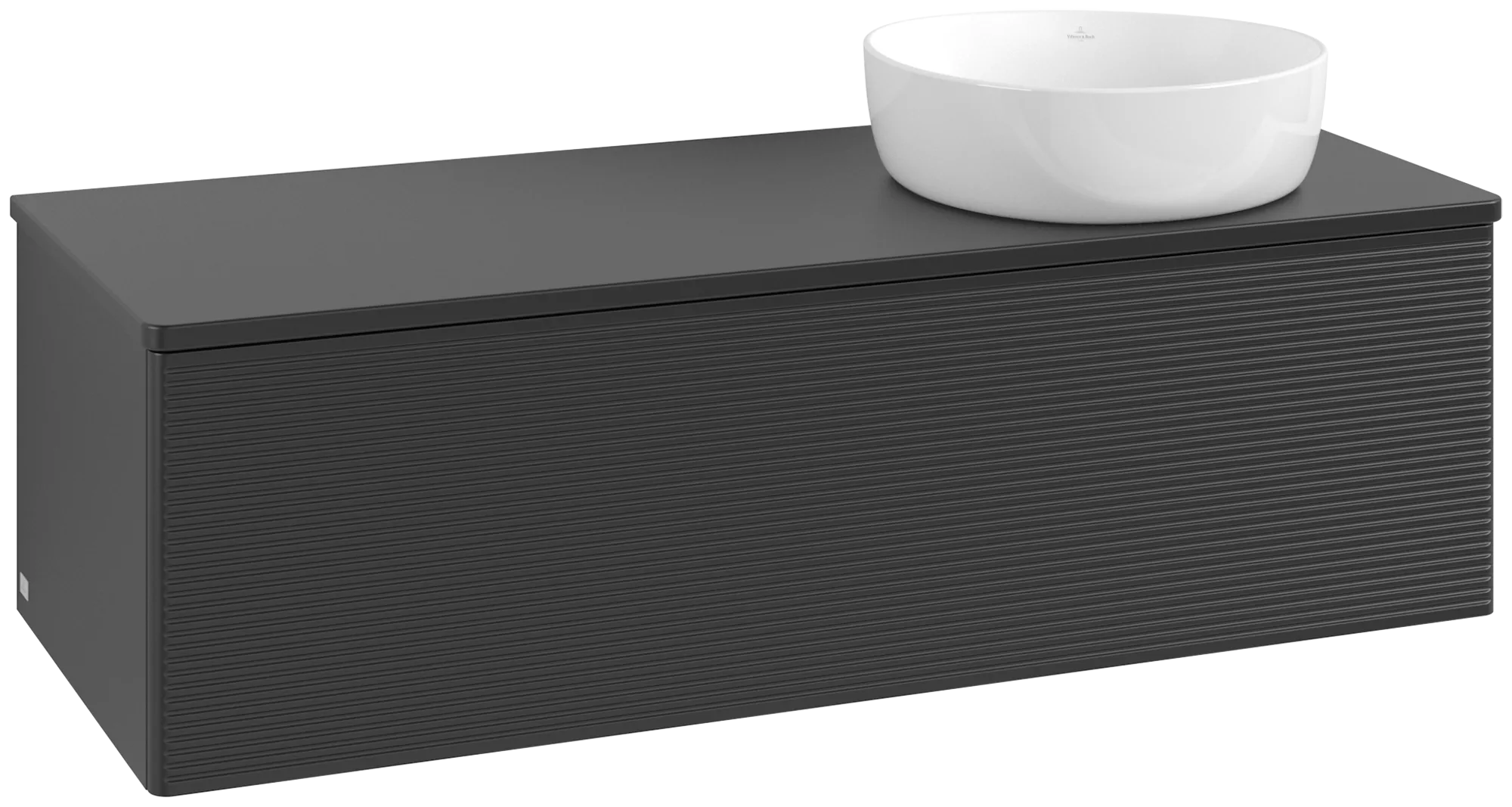 Bild von VILLEROY BOCH Antao Waschbeckenunterschrank, 1 Auszug, 1200 x 360 x 500 mm, Front mit Struktur, Black Matt Lacquer / Black Matt Lacquer #K34110PD