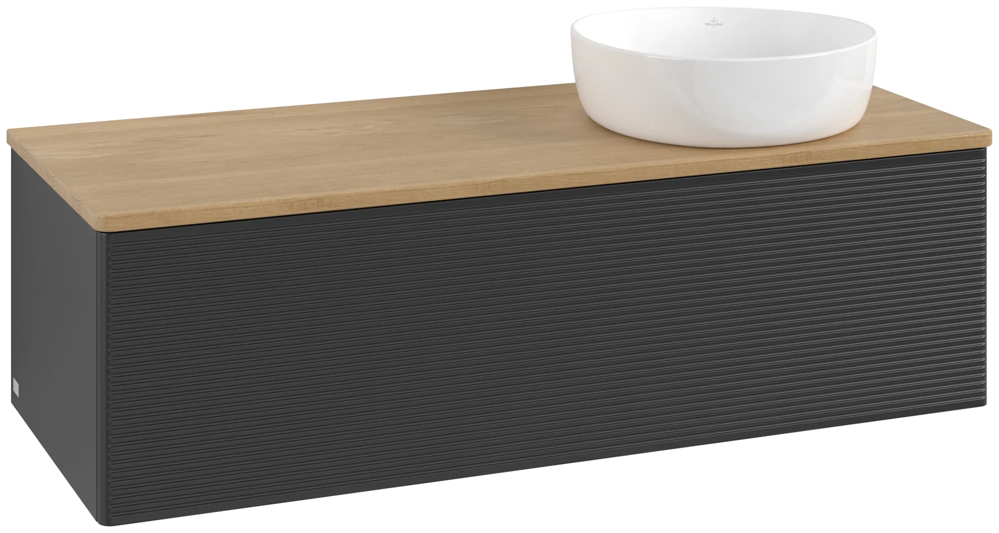 Bild von VILLEROY BOCH Antao Waschbeckenunterschrank, 1 Auszug, 1200 x 360 x 500 mm, Front mit Struktur, Black Matt Lacquer / Honey Oak #K34111PD