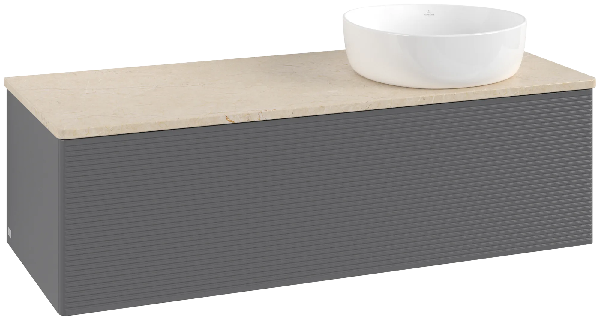 Bild von VILLEROY BOCH Antao Waschbeckenunterschrank, 1 Auszug, 1200 x 360 x 500 mm, Front mit Struktur, Anthracite Matt Lacquer / Botticino #K34113GK