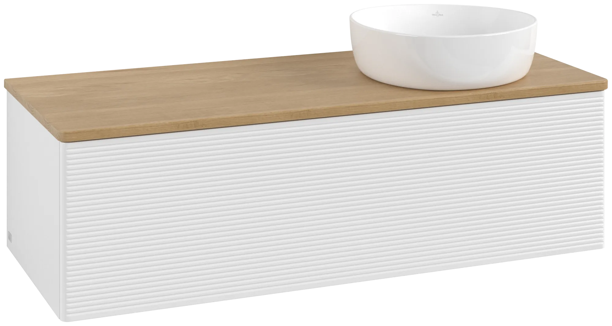 Bild von VILLEROY BOCH Antao Waschbeckenunterschrank, 1 Auszug, 1200 x 360 x 500 mm, Front mit Struktur, Glossy White Lacquer / Honey Oak #K34111GF