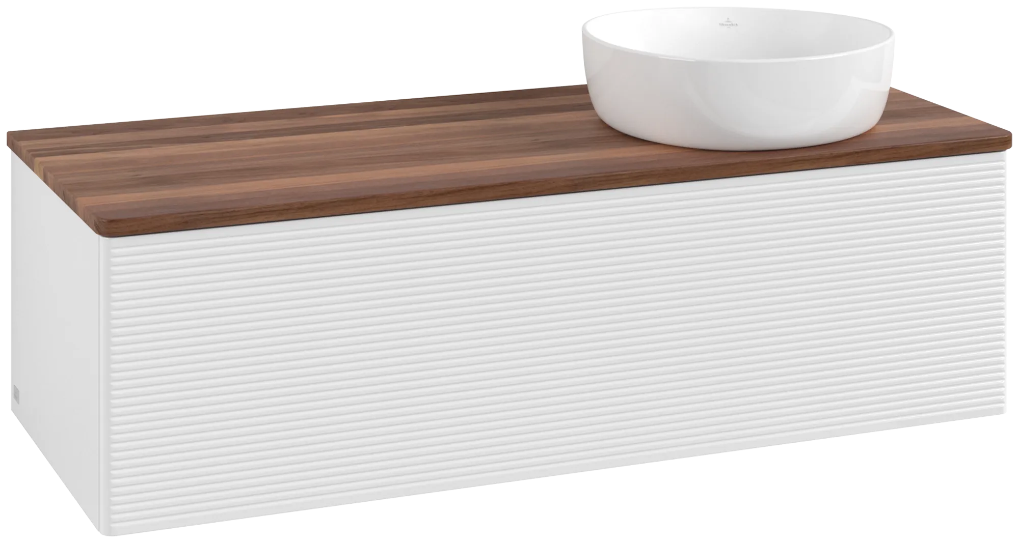 Bild von VILLEROY BOCH Antao Waschbeckenunterschrank, 1 Auszug, 1200 x 360 x 500 mm, Front mit Struktur, Glossy White Lacquer / Warm Walnut #K34112GF