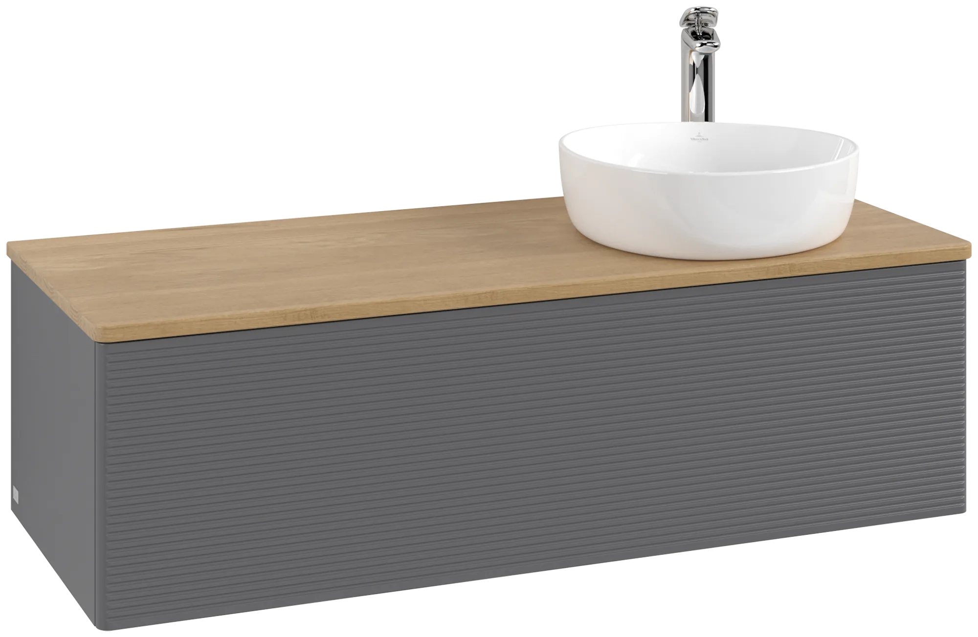 Bild von VILLEROY BOCH Antao Waschbeckenunterschrank, 1 Auszug, 1200 x 360 x 500 mm, Front mit Struktur, Anthracite Matt Lacquer / Honey Oak #K34151GK