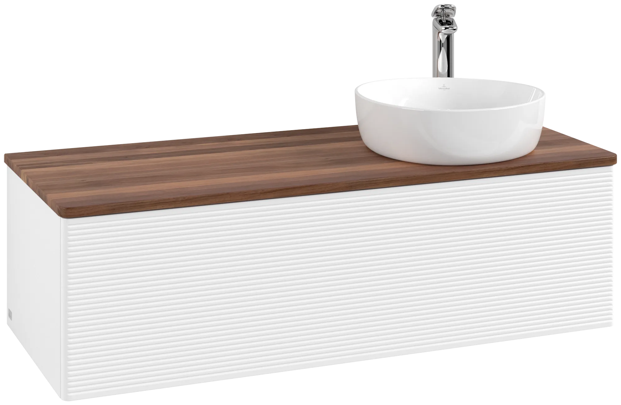 Bild von VILLEROY BOCH Antao Waschbeckenunterschrank, 1 Auszug, 1200 x 360 x 500 mm, Front mit Struktur, White Matt Lacquer / Warm Walnut #K34152MT