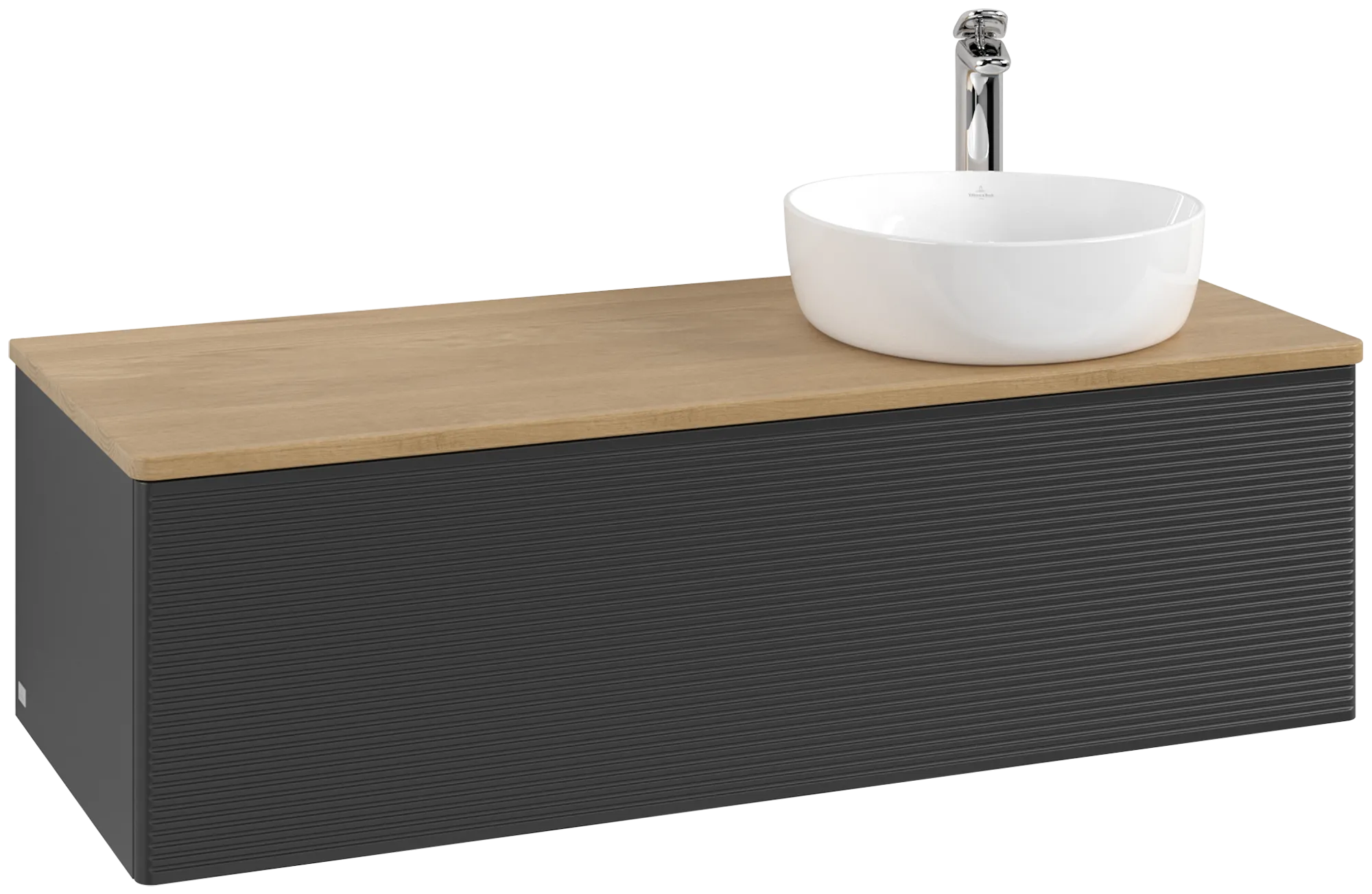 Bild von VILLEROY BOCH Antao Waschbeckenunterschrank, 1 Auszug, 1200 x 360 x 500 mm, Front mit Struktur, Black Matt Lacquer / Honey Oak #K34151PD