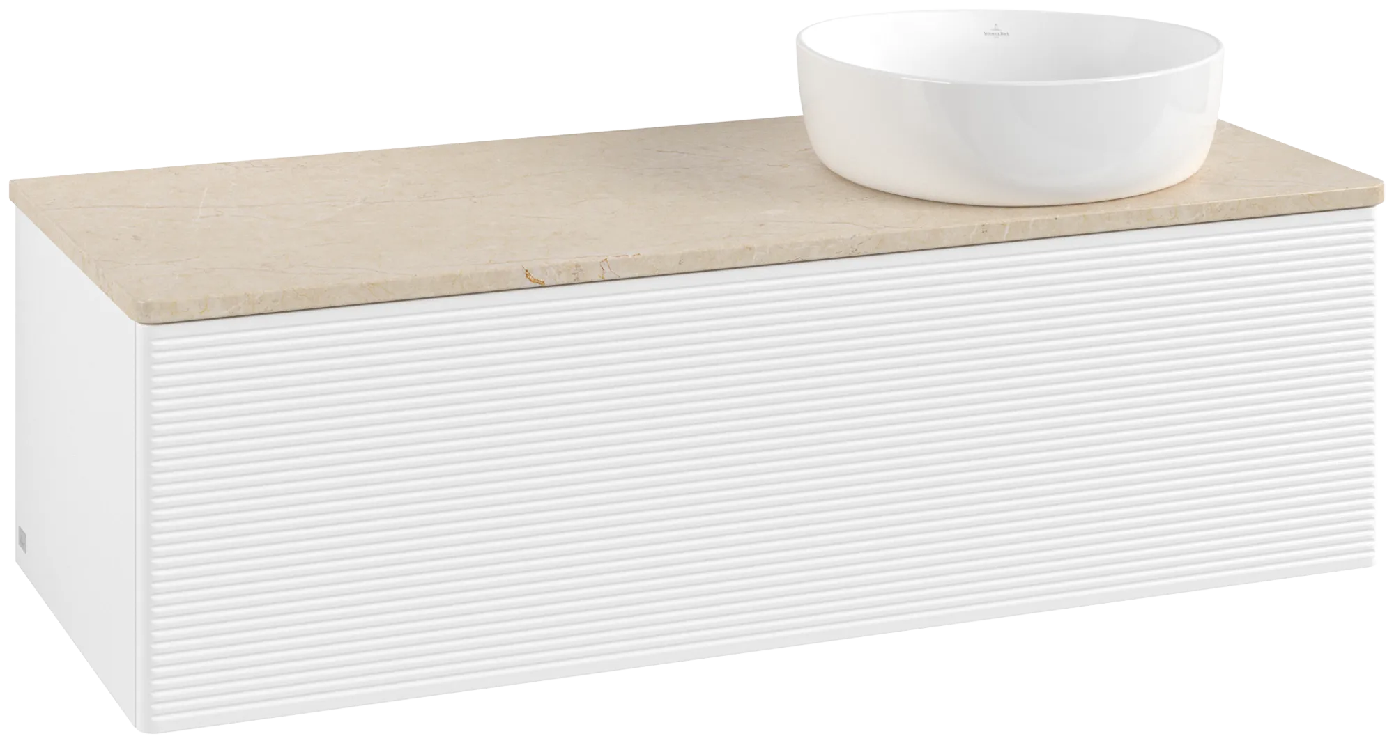 Bild von VILLEROY BOCH Antao Waschbeckenunterschrank, 1 Auszug, 1200 x 360 x 500 mm, Front mit Struktur, White Matt Lacquer / Botticino #K34113MT