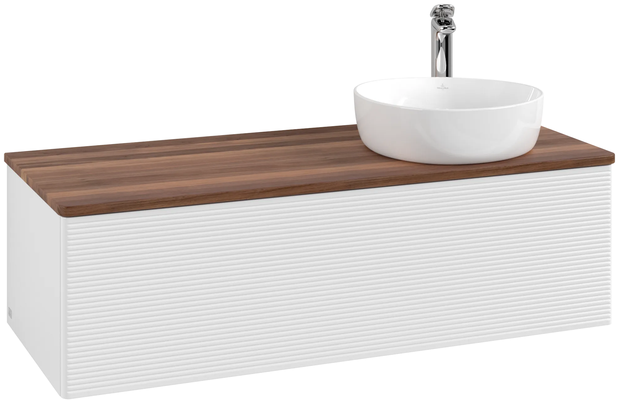 Bild von VILLEROY BOCH Antao Waschbeckenunterschrank, 1 Auszug, 1200 x 360 x 500 mm, Front mit Struktur, Glossy White Lacquer / Warm Walnut #K34152GF