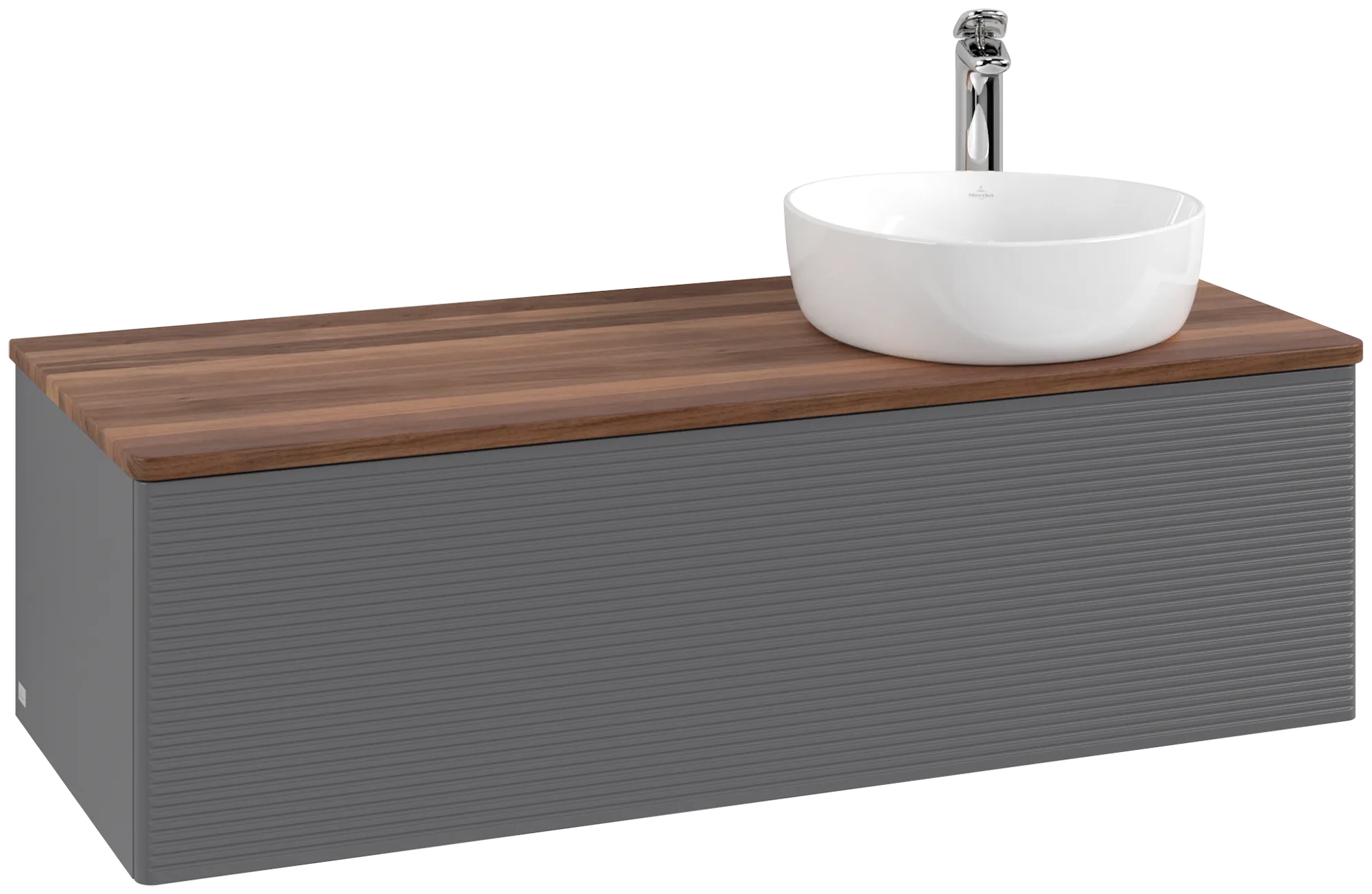 Bild von VILLEROY BOCH Antao Waschbeckenunterschrank, 1 Auszug, 1200 x 360 x 500 mm, Front mit Struktur, Anthracite Matt Lacquer / Warm Walnut #K34152GK