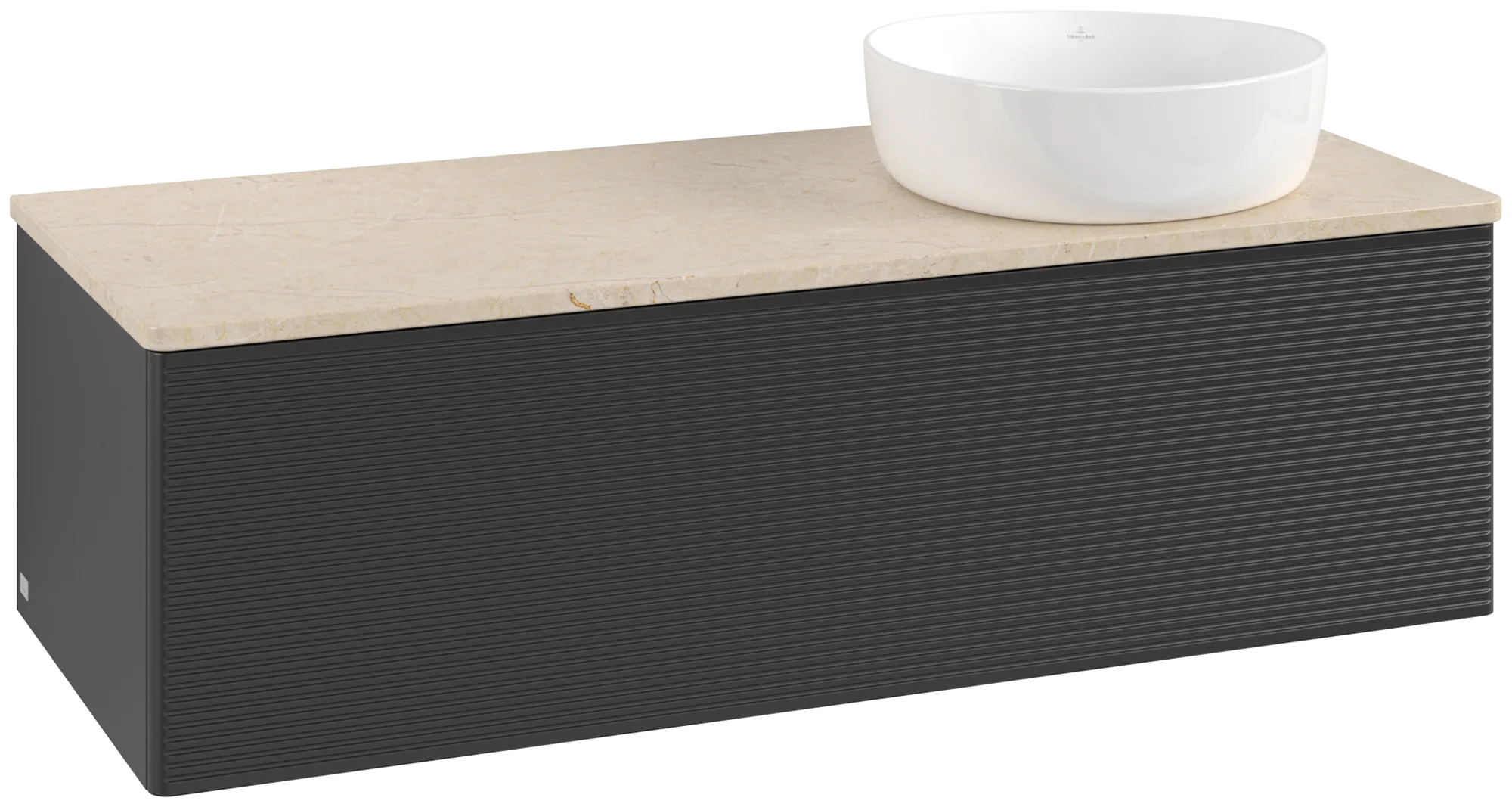 Bild von VILLEROY BOCH Antao Waschbeckenunterschrank, 1 Auszug, 1200 x 360 x 500 mm, Front mit Struktur, Black Matt Lacquer / Botticino #K34113PD