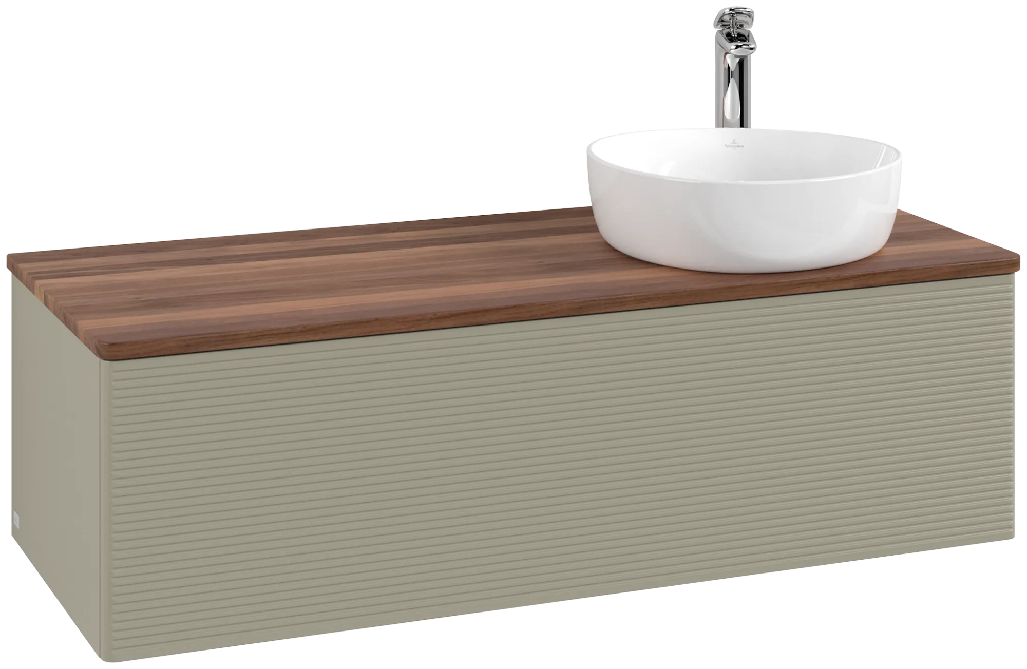 Bild von VILLEROY BOCH Antao Waschbeckenunterschrank, 1 Auszug, 1200 x 360 x 500 mm, Front mit Struktur, Stone Grey Matt Lacquer / Warm Walnut #K34152HK