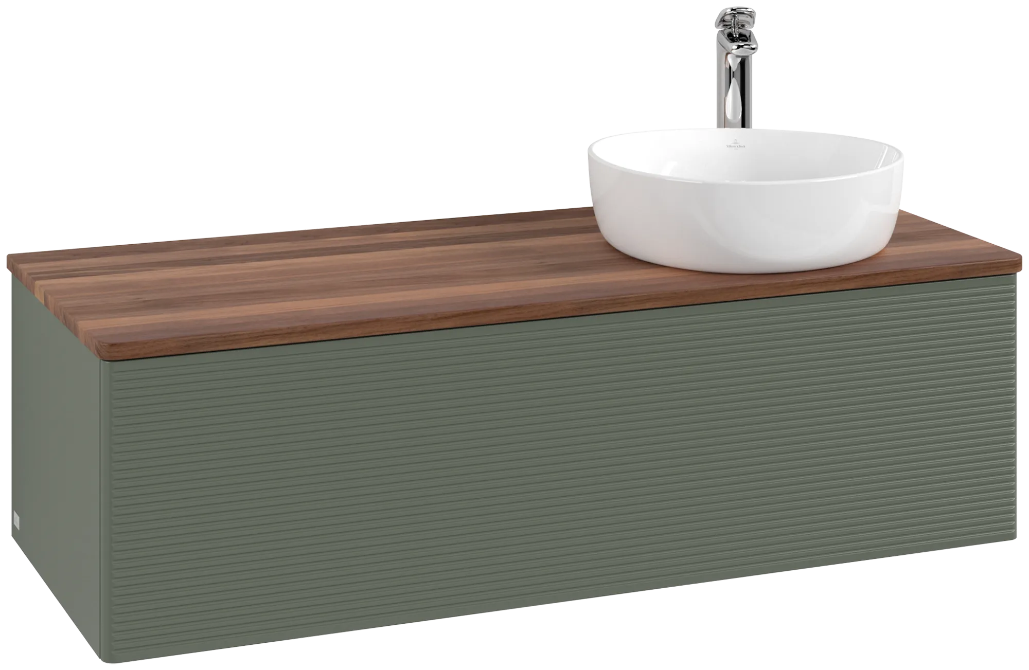 Bild von VILLEROY BOCH Antao Waschbeckenunterschrank, 1 Auszug, 1200 x 360 x 500 mm, Front mit Struktur, Leaf Green Matt Lacquer / Warm Walnut #K34152HL