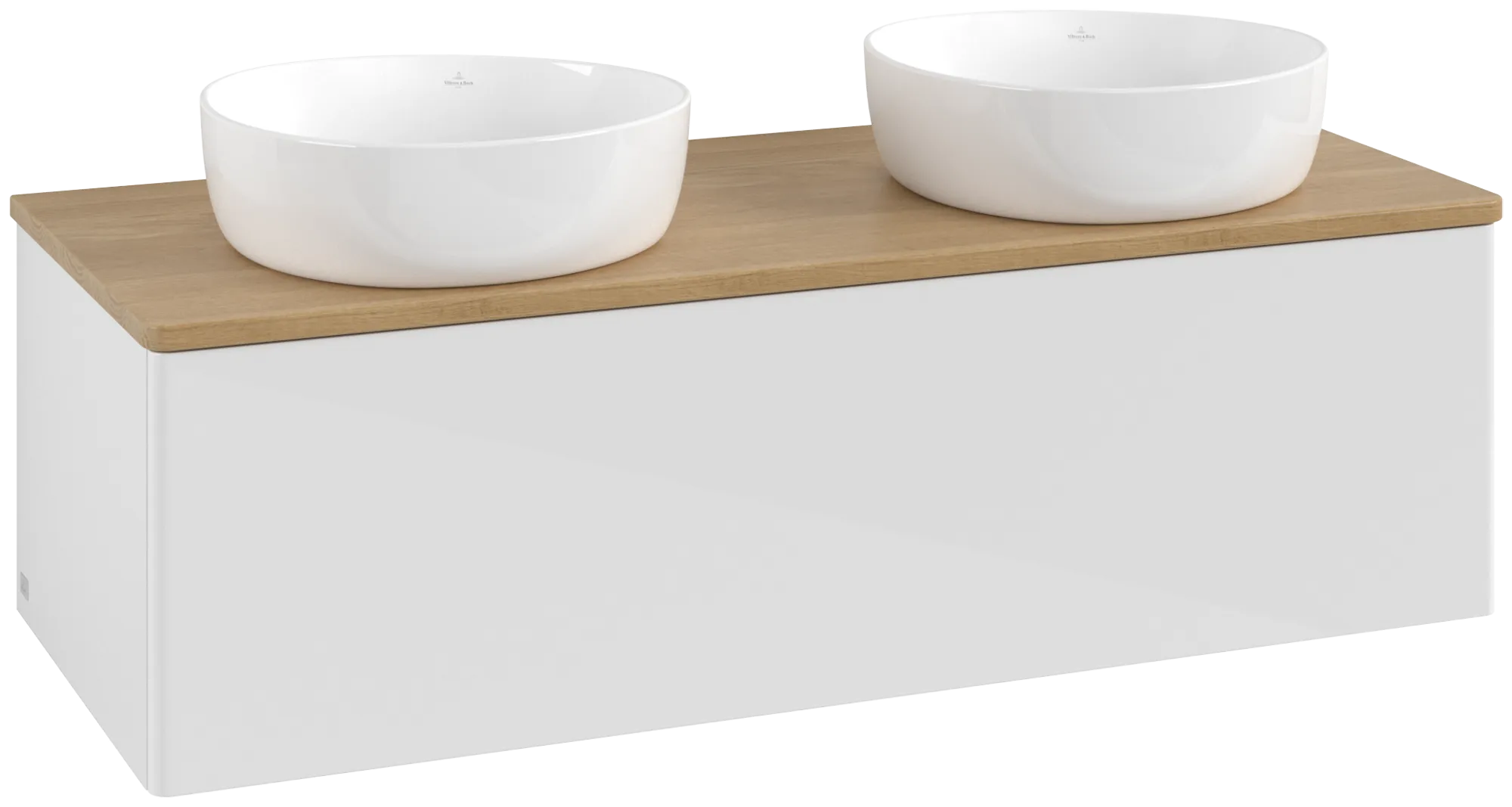 Bild von VILLEROY BOCH Antao Waschbeckenunterschrank, 1 Auszug, 1200 x 360 x 500 mm, Front ohne Struktur, Glossy White Lacquer / Honey Oak #K35011GF