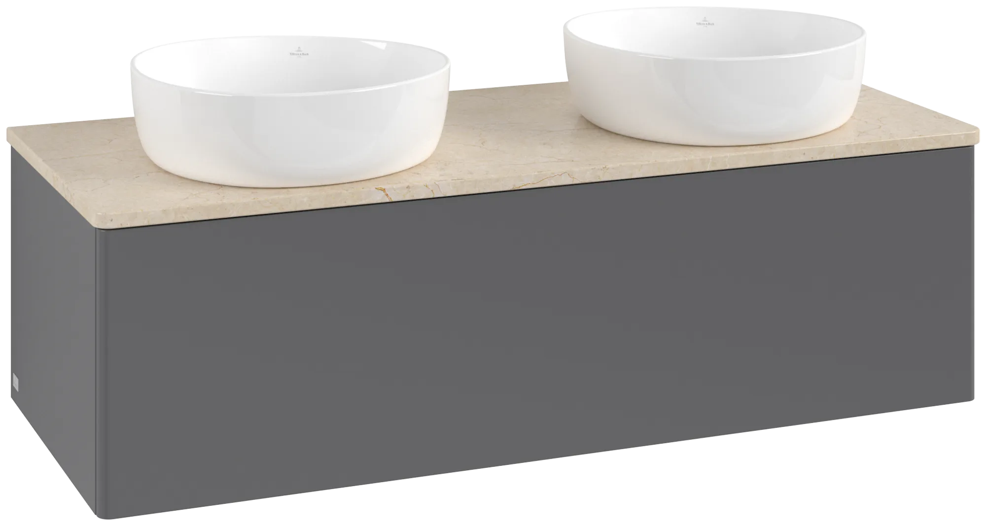 Bild von VILLEROY BOCH Antao Waschbeckenunterschrank, 1 Auszug, 1200 x 360 x 500 mm, Front ohne Struktur, Anthracite Matt Lacquer / Botticino #K35013GK