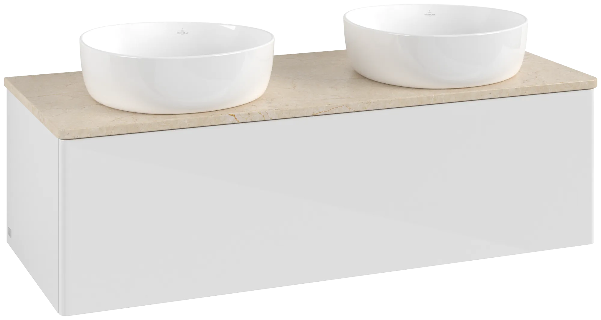 Bild von VILLEROY BOCH Antao Waschbeckenunterschrank, 1 Auszug, 1200 x 360 x 500 mm, Front ohne Struktur, Glossy White Lacquer / Botticino #K35013GF