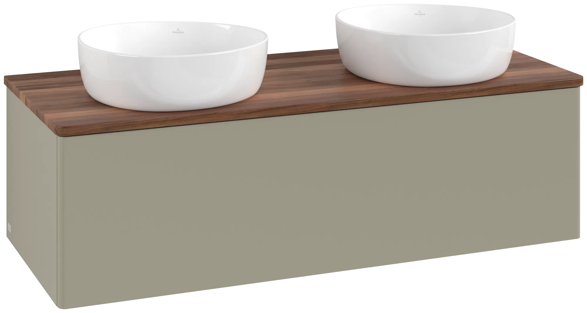 Bild von VILLEROY BOCH Antao Waschbeckenunterschrank, 1 Auszug, 1200 x 360 x 500 mm, Front ohne Struktur, Stone Grey Matt Lacquer / Warm Walnut #K35012HK