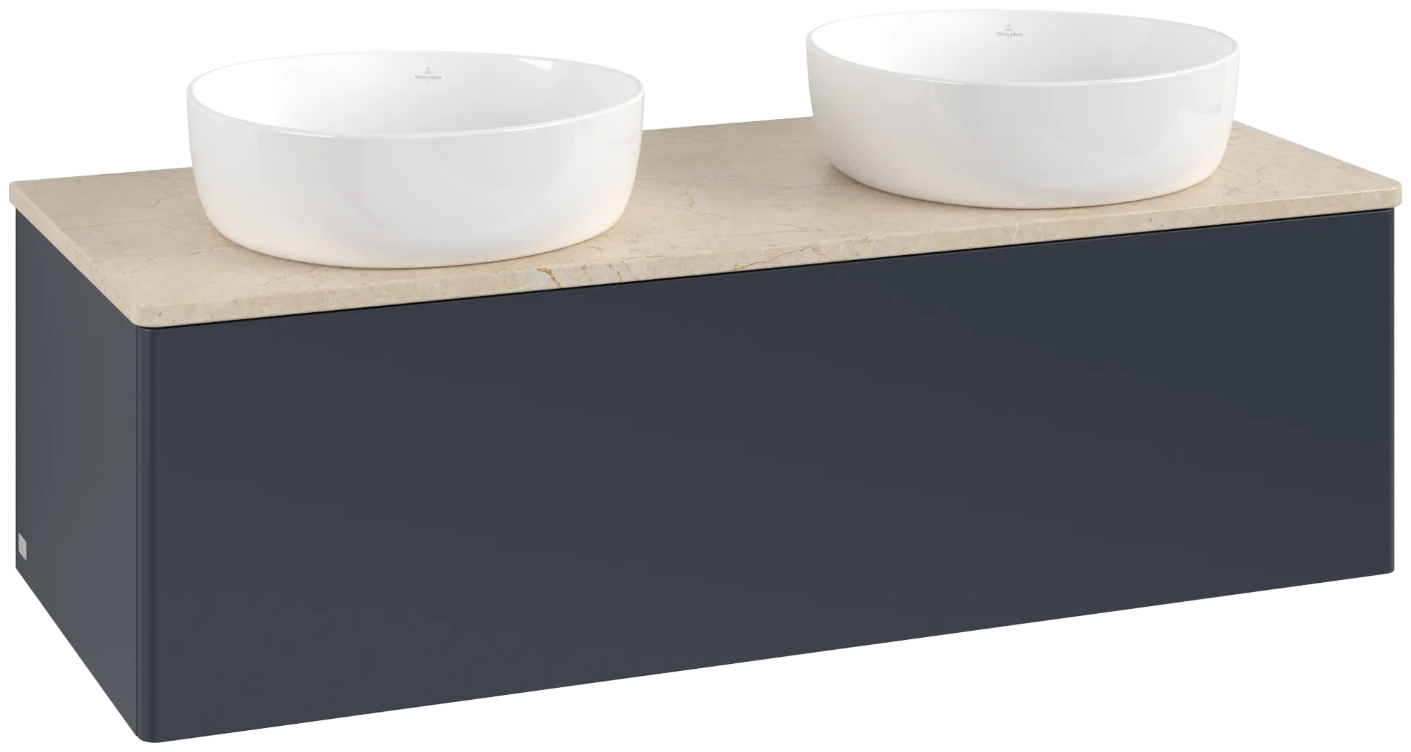 Bild von VILLEROY BOCH Antao Waschbeckenunterschrank, 1 Auszug, 1200 x 360 x 500 mm, Front ohne Struktur, Midnight Blue Matt Lacquer / Botticino #K35013HG