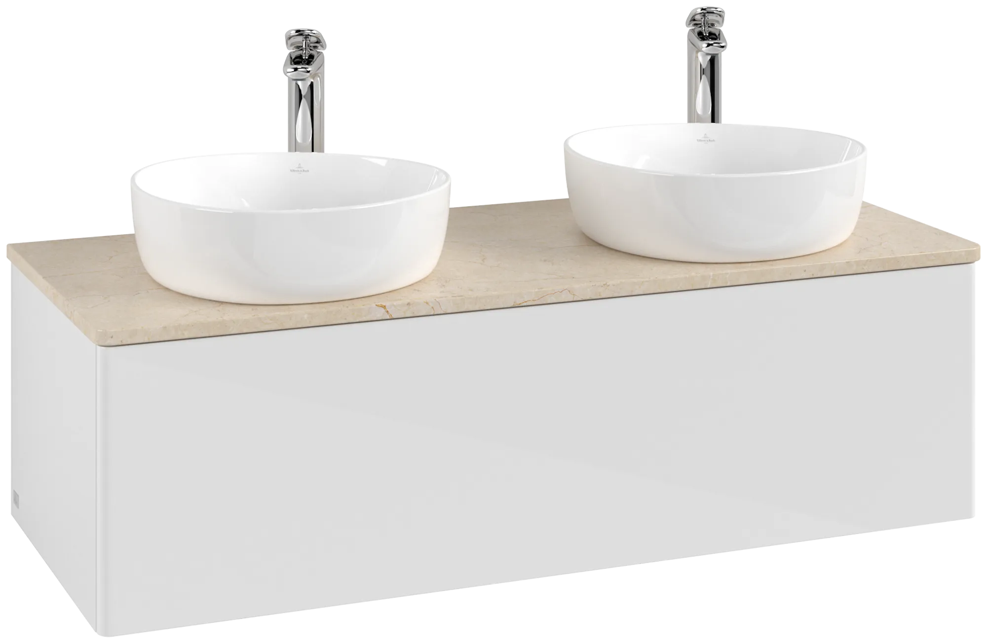 Bild von VILLEROY BOCH Antao Waschbeckenunterschrank, 1 Auszug, 1200 x 360 x 500 mm, Front ohne Struktur, Glossy White Lacquer / Botticino #K35053GF
