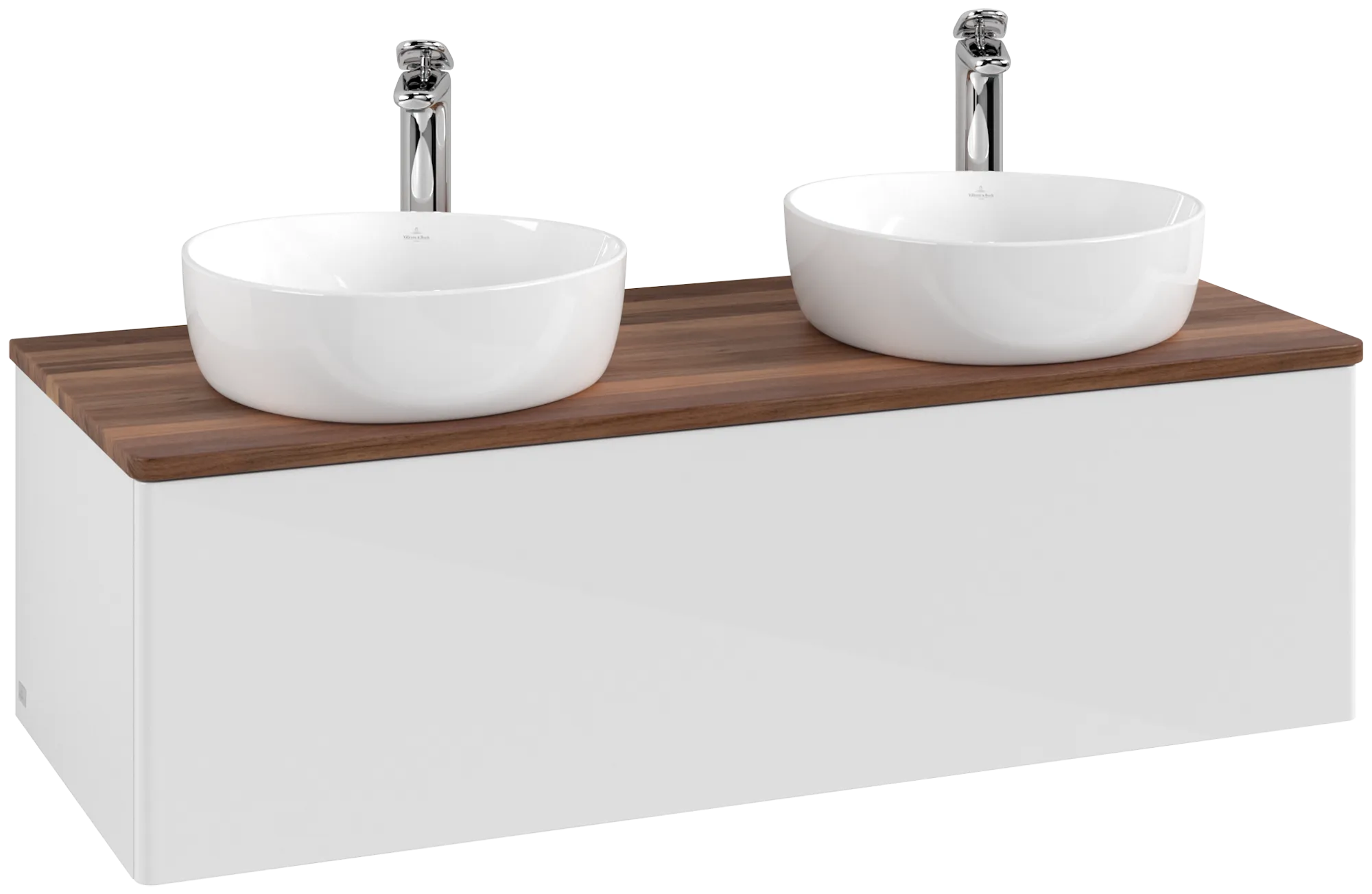 Bild von VILLEROY BOCH Antao Waschbeckenunterschrank, 1 Auszug, 1200 x 360 x 500 mm, Front ohne Struktur, Glossy White Lacquer / Warm Walnut #K35052GF