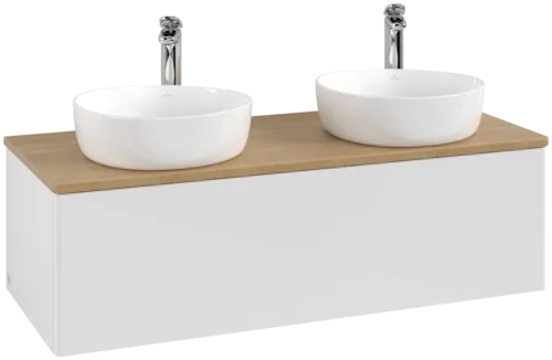 Bild von VILLEROY BOCH Antao Waschbeckenunterschrank, 1 Auszug, 1200 x 360 x 500 mm, Front ohne Struktur, Glossy White Lacquer / Honey Oak #K35051GF