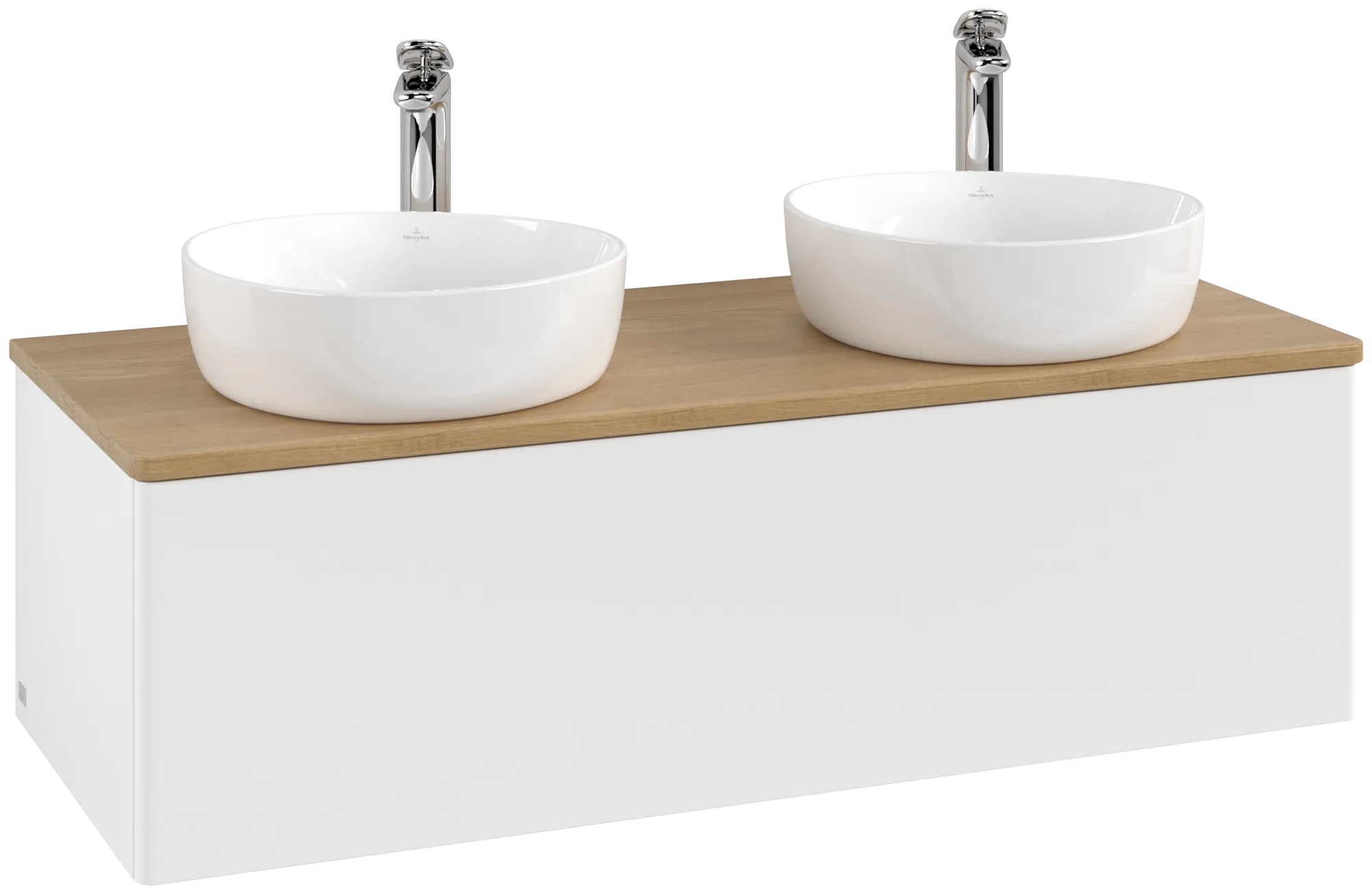 Bild von VILLEROY BOCH Antao Waschbeckenunterschrank, 1 Auszug, 1200 x 360 x 500 mm, Front ohne Struktur, White Matt Lacquer / Honey Oak #K35051MT
