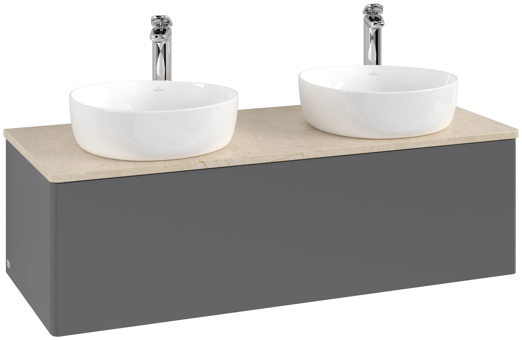 Bild von VILLEROY BOCH Antao Waschbeckenunterschrank, 1 Auszug, 1200 x 360 x 500 mm, Front ohne Struktur, Anthracite Matt Lacquer / Botticino #K35053GK